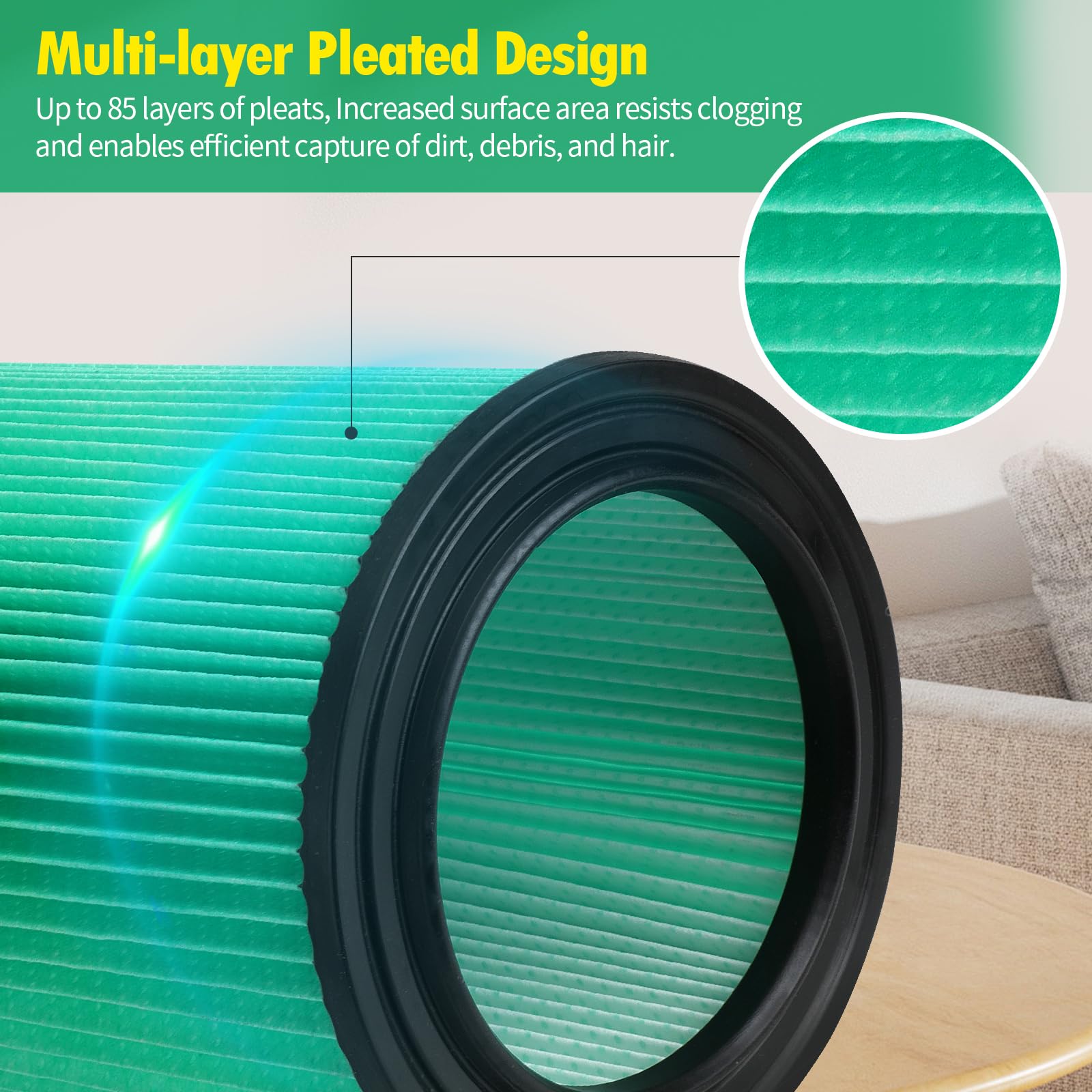 Gazeer 2 Pack Vf6000 Filter Compatible With Ridgid Shop Vac,Compatible With Ridgid 5 20 Gallon Wet/Dry Vacuums,5 Layer Pleated P