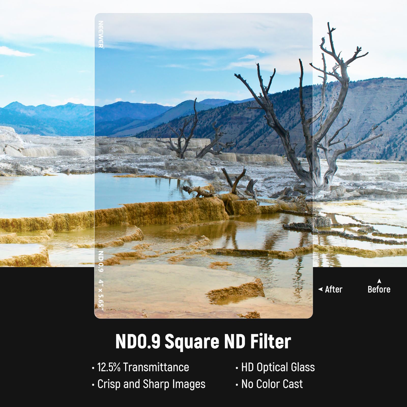 NEEWER NW SERIES S ND0.9 (3 Stops) Square ND Filter 4x5.65" Multi Nano Coated Optical Glass