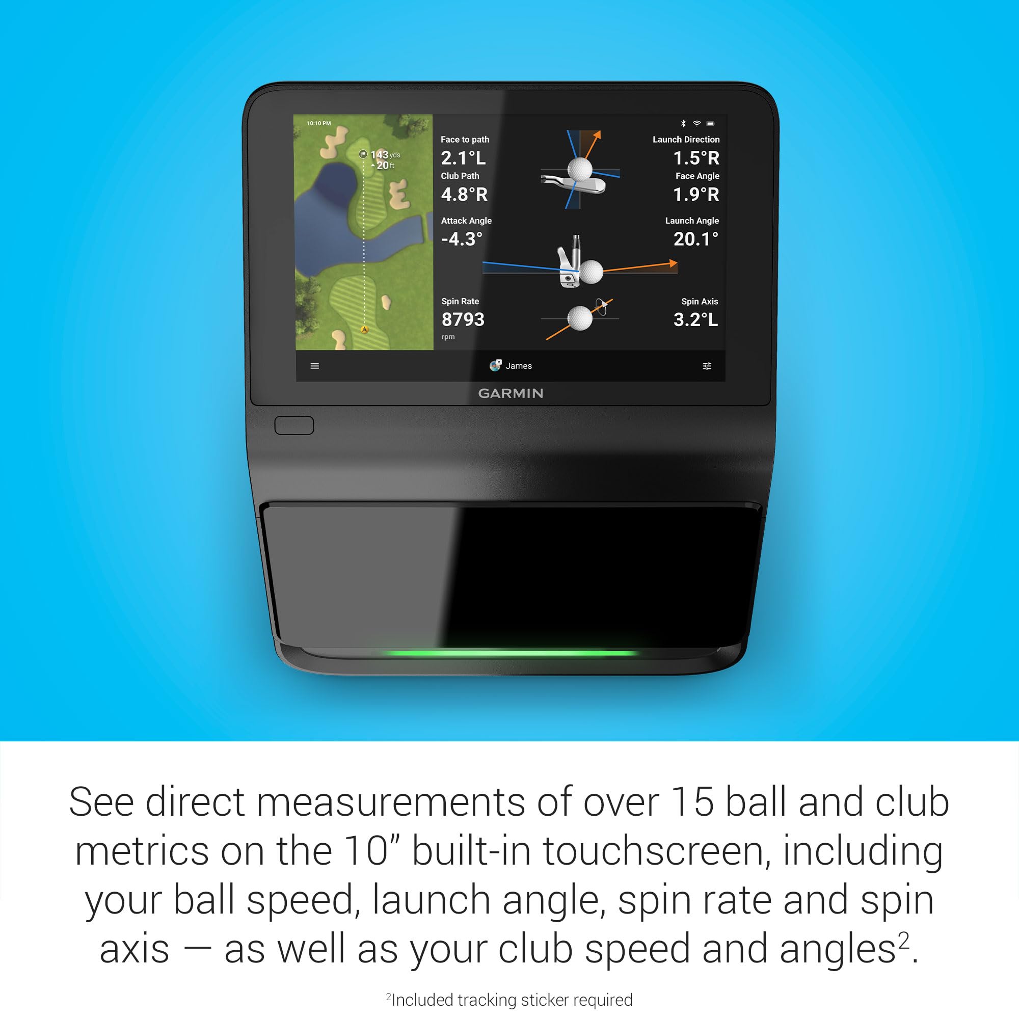 Garmin Approach? R50, Premium Golf Launch Monitor And Simulator, 10'' Built In Color Touchscreen Display