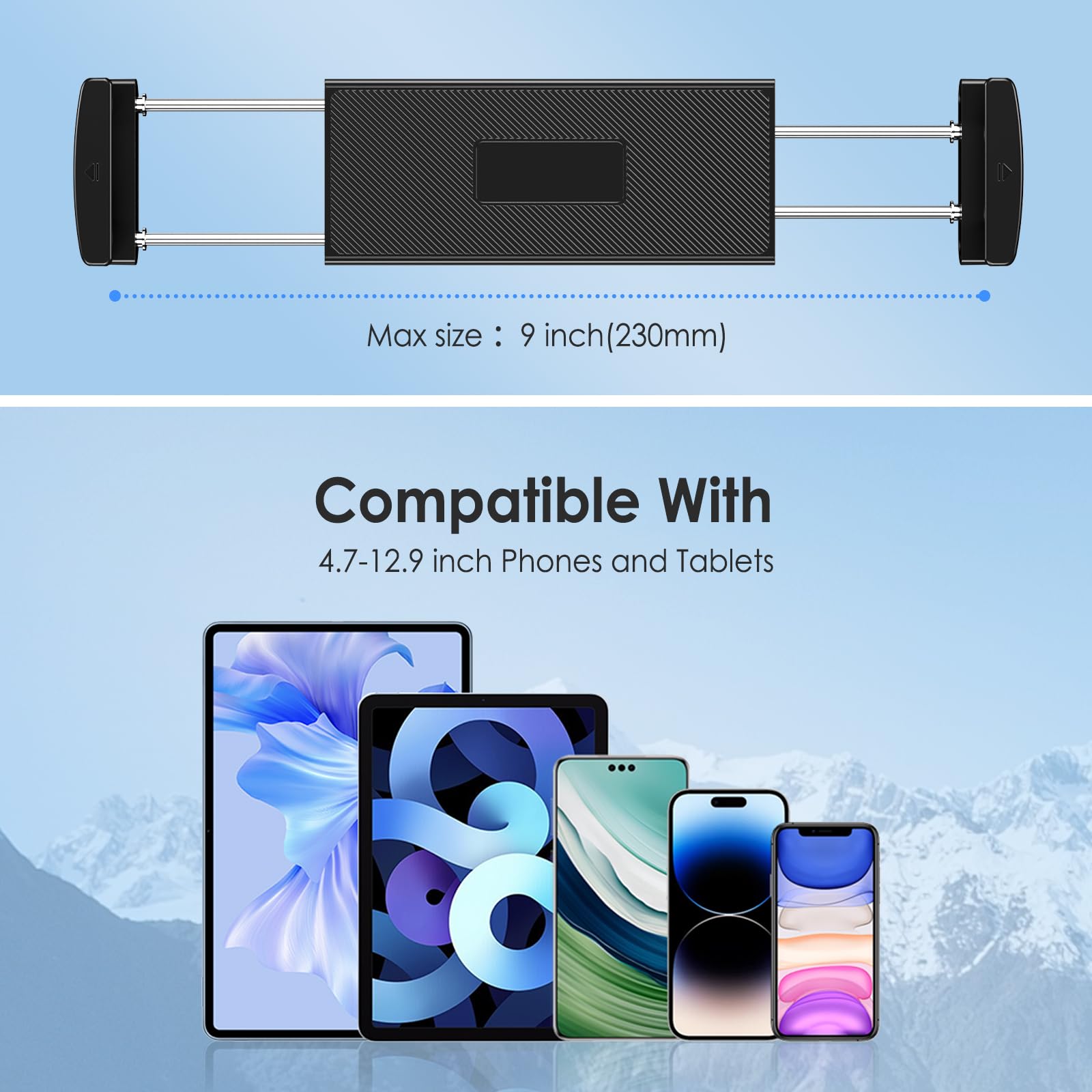 Lucrave Tablet Wall Mount Holder, Aluminium Extendable Ipad Wall Holder, With 360Rotating Base Adjustable And Foldable For Ipad