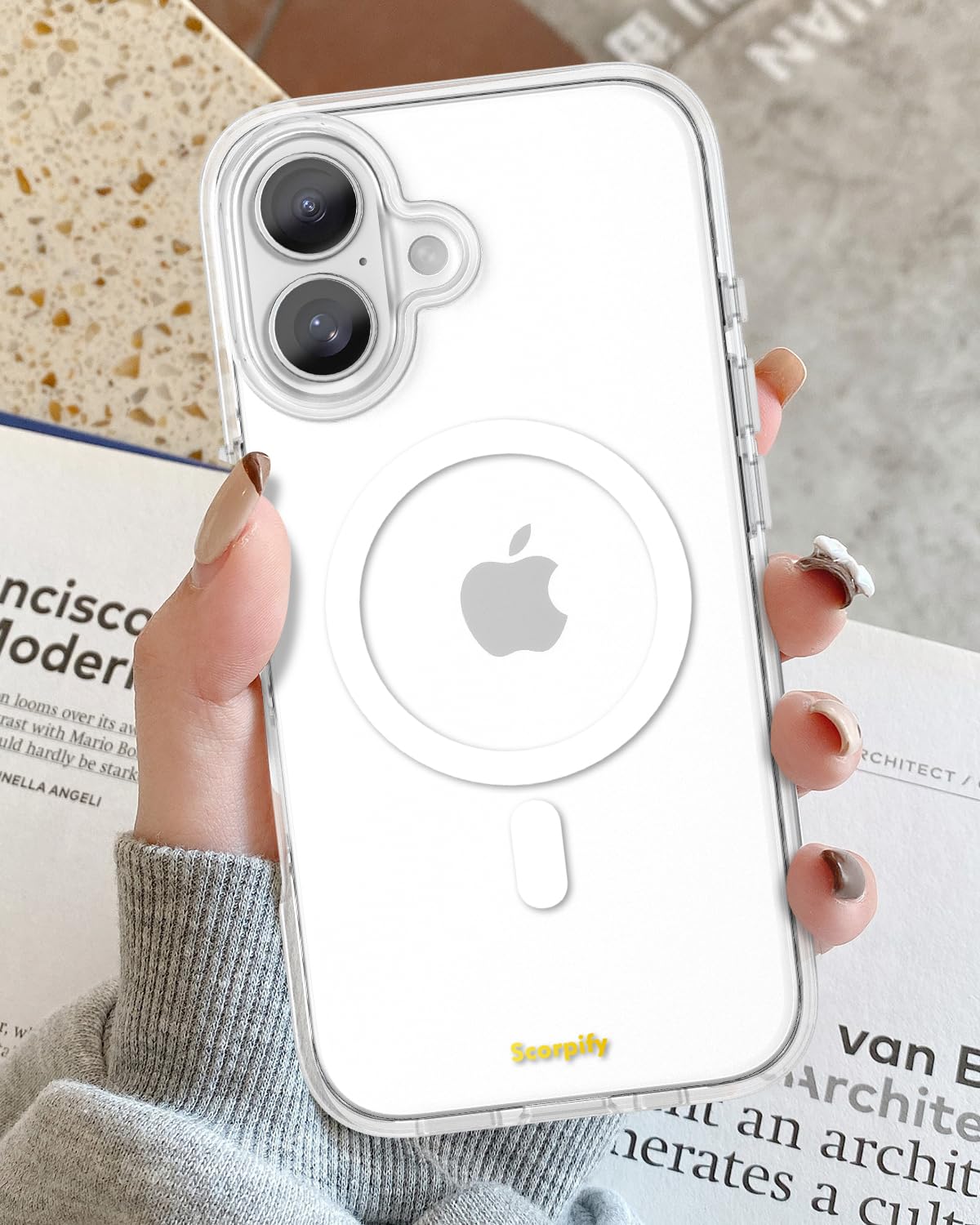 Scorpify For Iphone 16 Case [Compatible With Magsafe] With Magnetic Clear Design, [Non Yellowing] Shockproof Phone Cover For Men