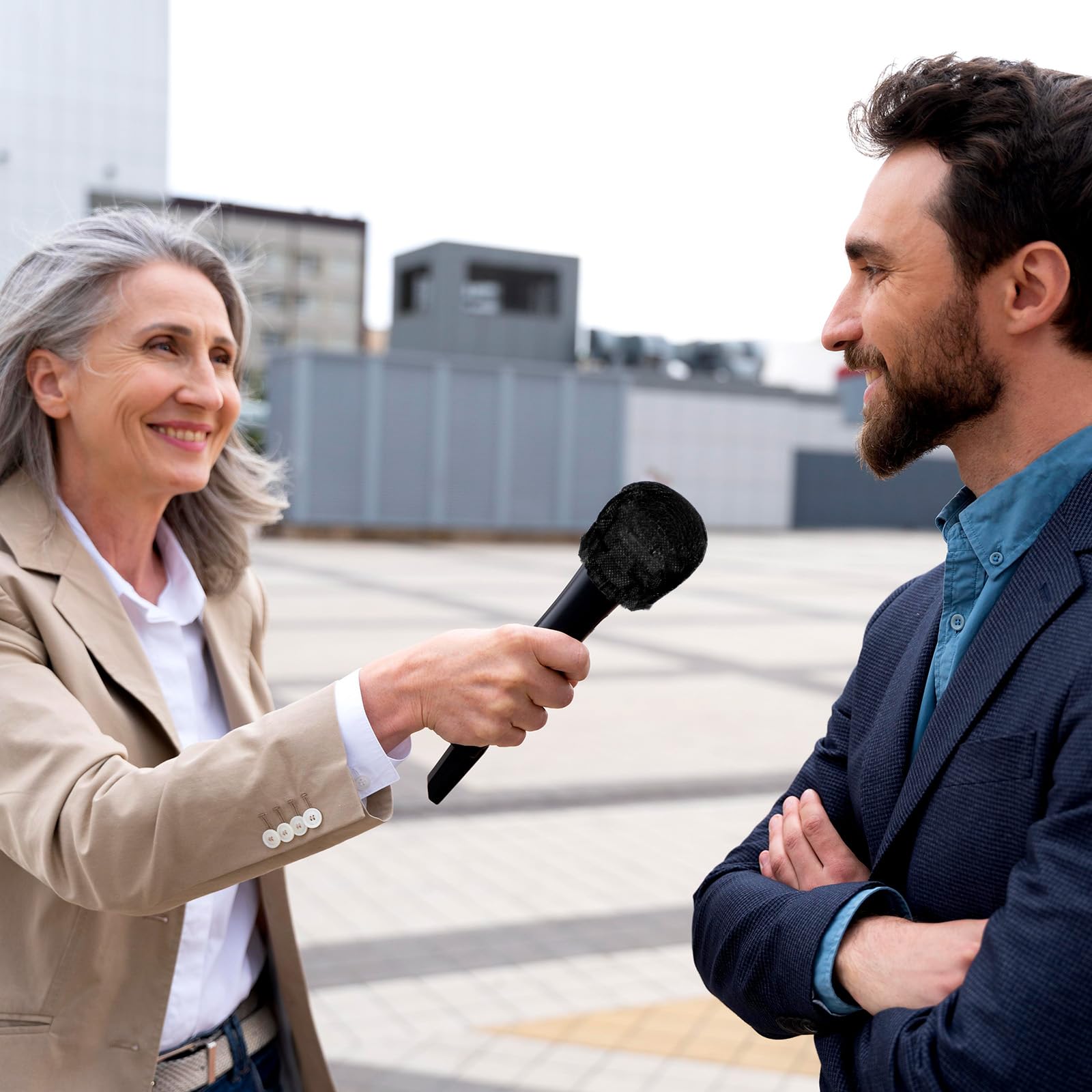 Wllhyf 400 Pcs Microphone Cover, Disposable Mic Covers Individually Wrapped Non Woven Microphone Windscreen Protective Cover For