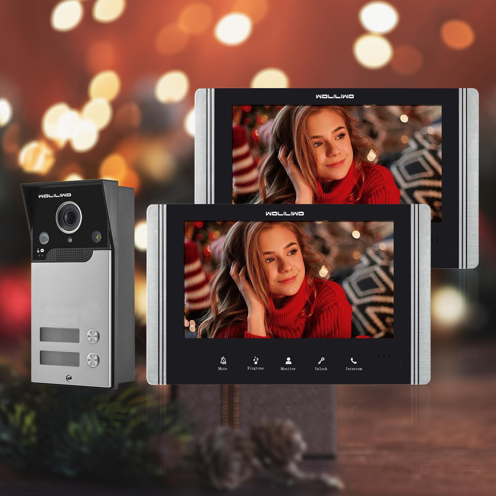 Woliliwo Wired Video Intercom System, 7 Inch Ring Video Doorbell With Ir Night Vision Support Remote Unlock, Dual Way Intercom F