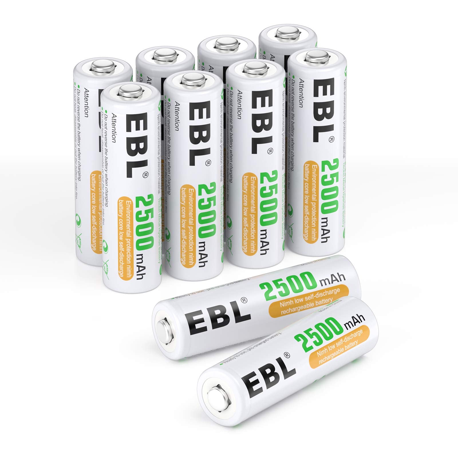 Ebl 10 Counts Aa Batteries 2500Mah 1.2V High Performance Precharged Ni Mh Aa Rechargeable Batteries