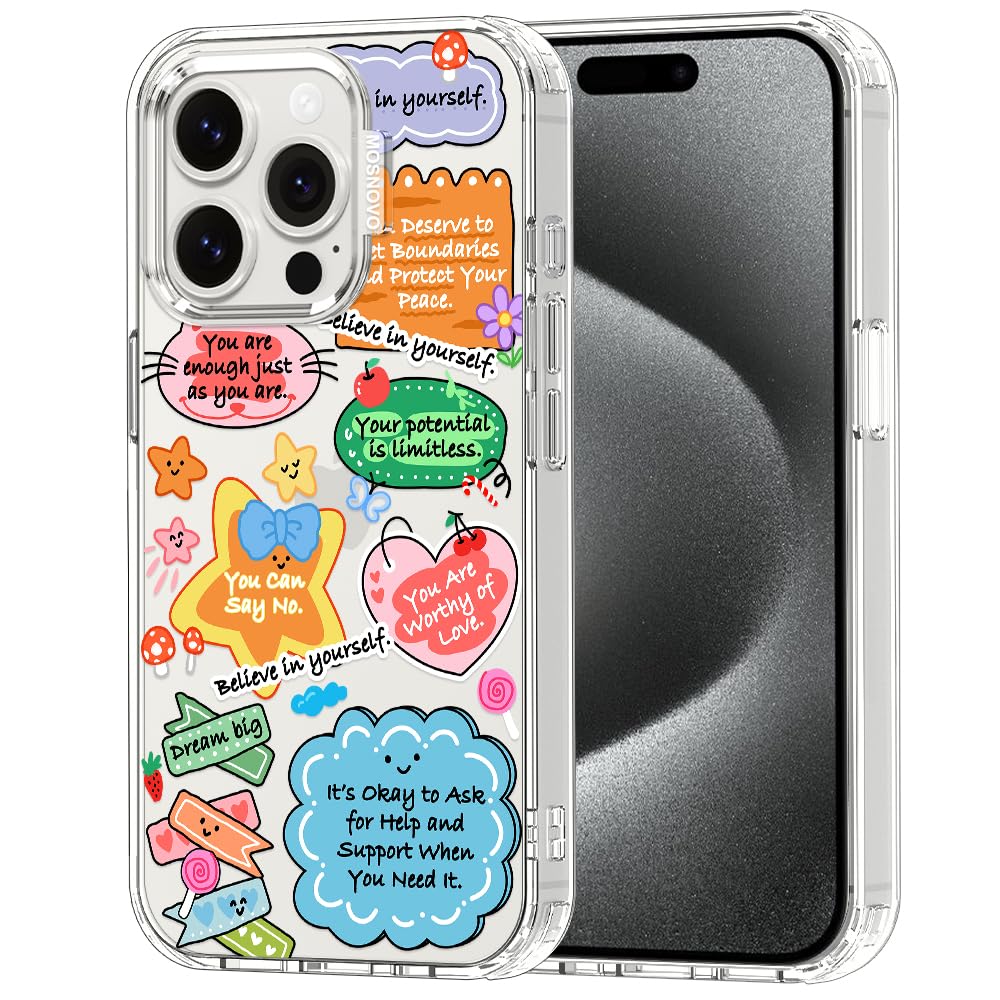 MOSNOVO for iPhone 15 Pro Case, Shockproof Military-Grade Protection 6.6ft Drop Tested, Clear Phone Case for iPhone 15 Pro, Self
