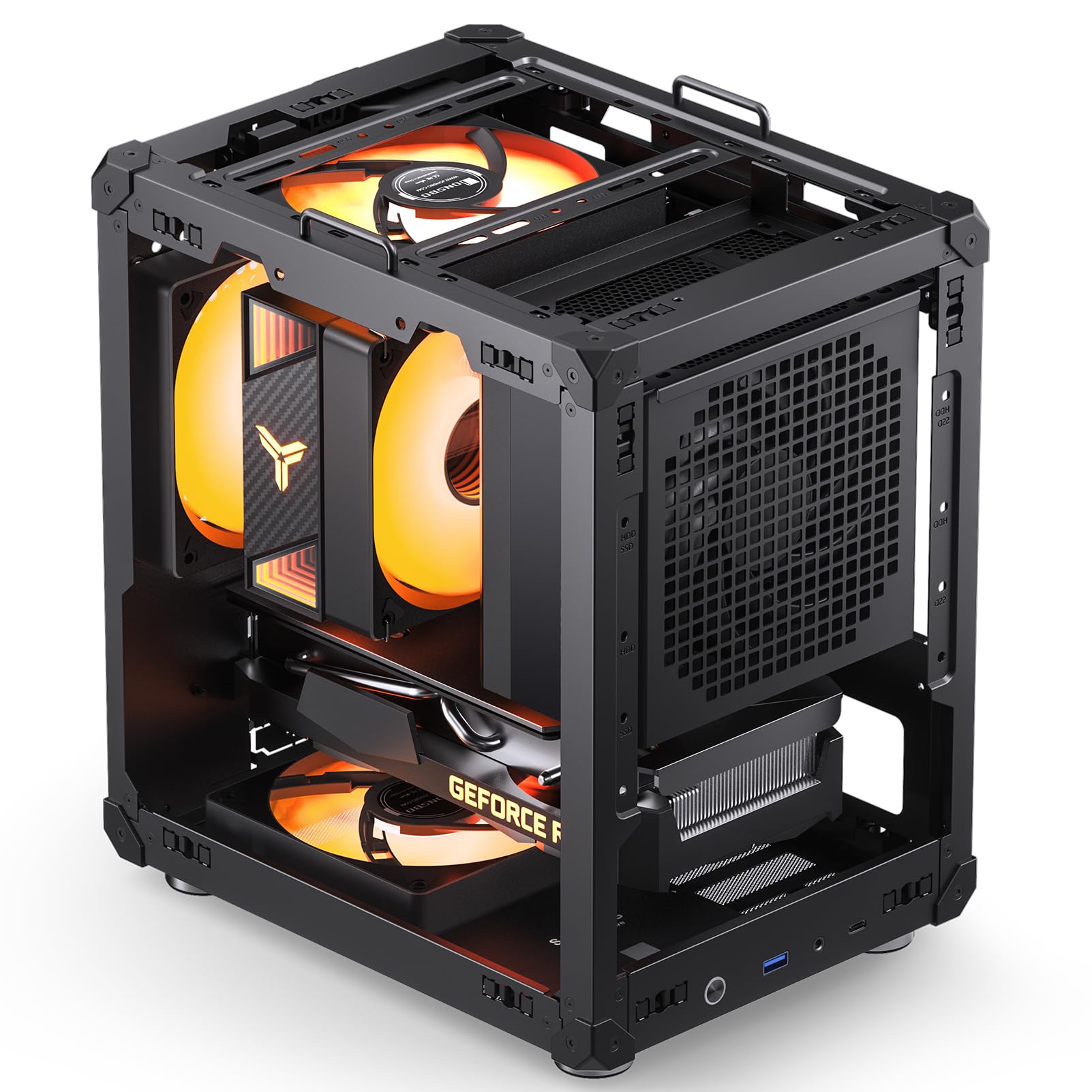 Jonsbo C6 Itx Black Mini Itx Handled Mesh Pc Case, Simple Compact Desktop Itx Chassis, Sp Mb Itx/Mini Dtx, Atx Power Bite (L140M