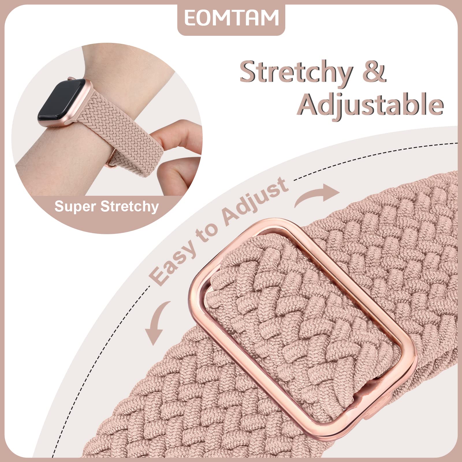 5 Pack Braided Stretchy Adjustable Straps Compatible For Apple Watch Band 38Mm 40Mm 41Mm 42Mm 44Mm 45Mm 46Mm 49Mm For Women Men