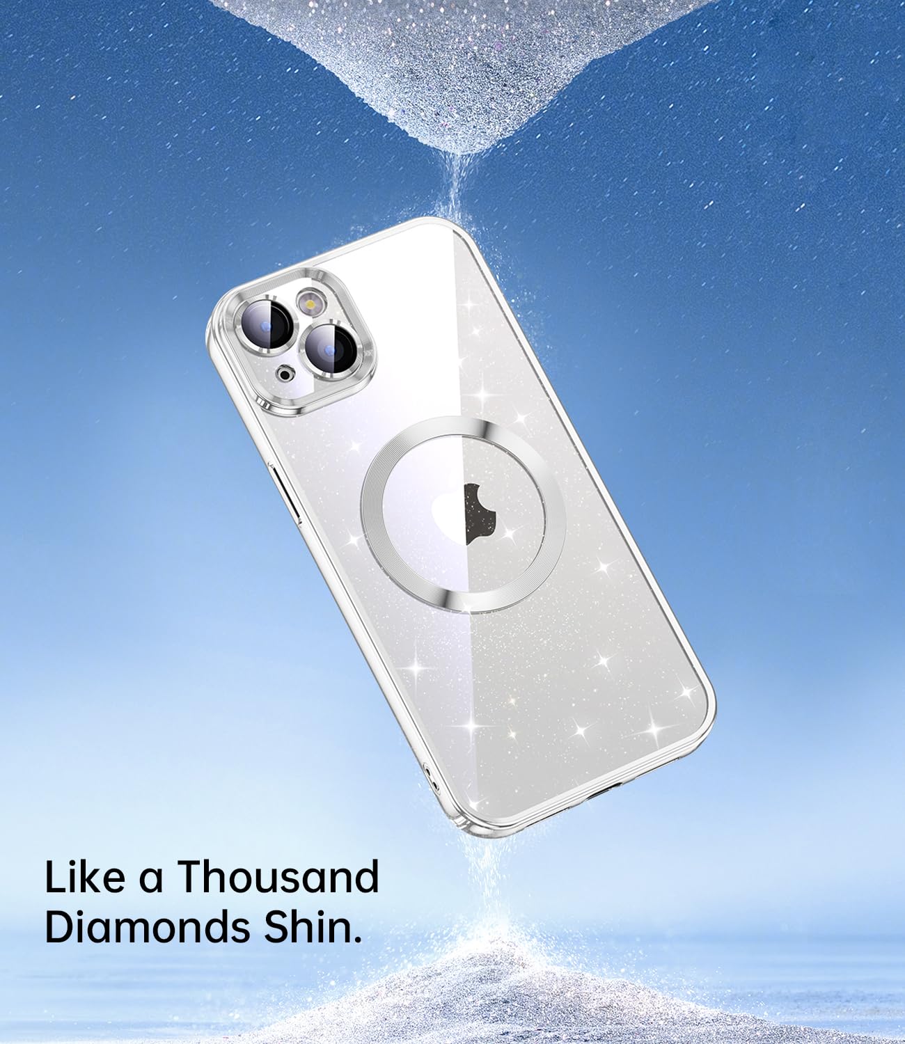 Jueshituo Magnetic Glitter Case Designed For Iphone 13 Case With Full Camera Protection And Strongest Magnetism, Soft Tpu Platin