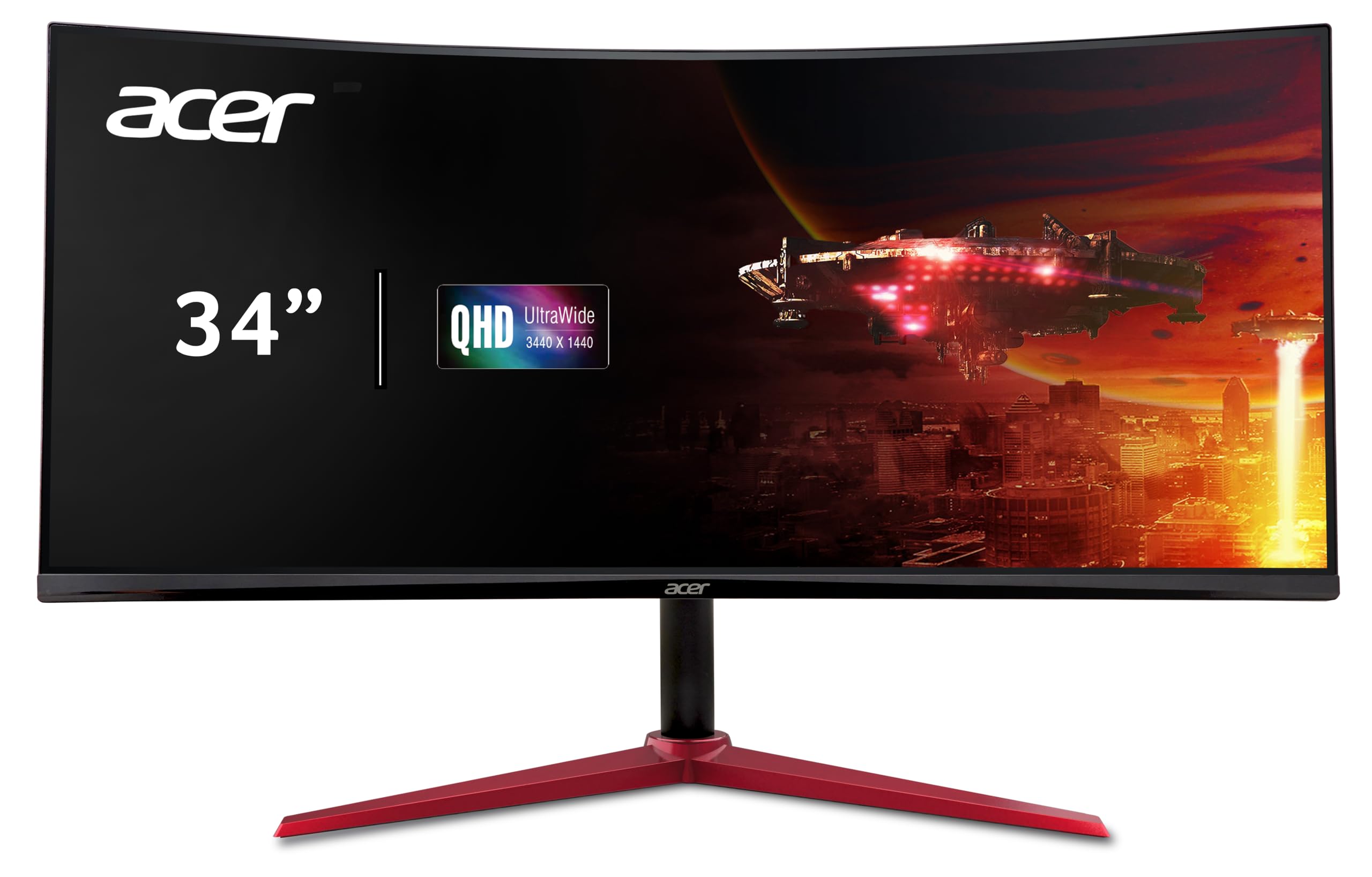 Acer Nitro 34'' Uwqhd 3440 X 1440 1500R Curved Pc Gaming Monitor | Amd Freesync Premium | Up To 180Hz Refresh | 1Ms (Vrb) | 400N
