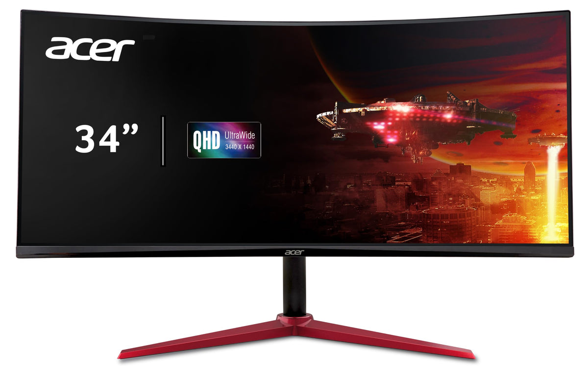 Acer Nitro 34'' Uwqhd 3440 X 1440 1500R Curved Pc Gaming Monitor | Amd Freesync Premium | Up To 180Hz Refresh | 1Ms (Vrb) | 400N