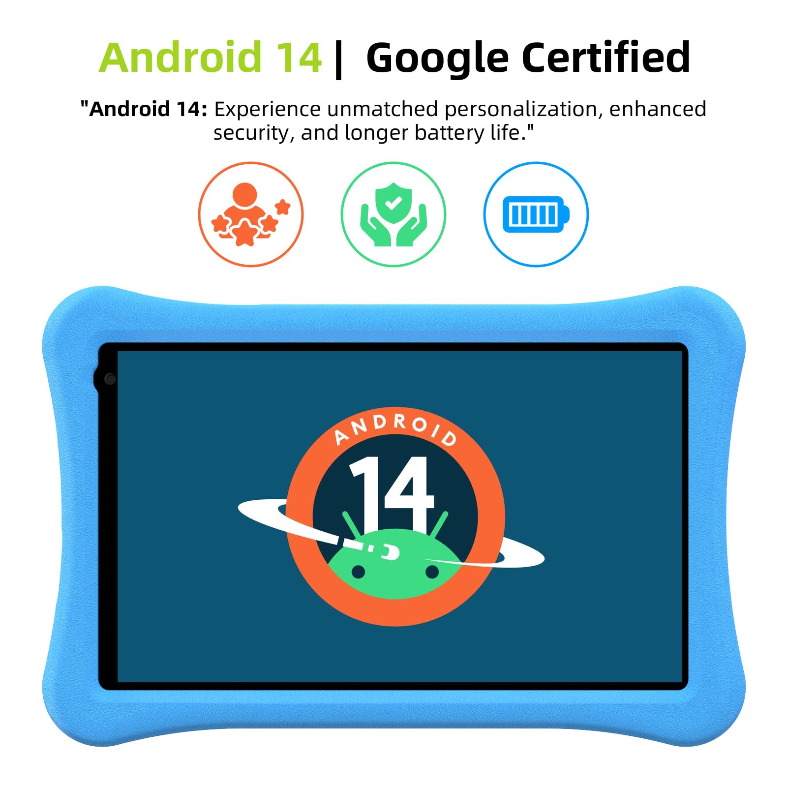 Awow Kids Tablet For Kids 3 7: 10 Inch Android 14 8Gb Ram 64Gb Rom Toddler Tablet For Kids 8 12 With Bluetooth Wifi Parental Con