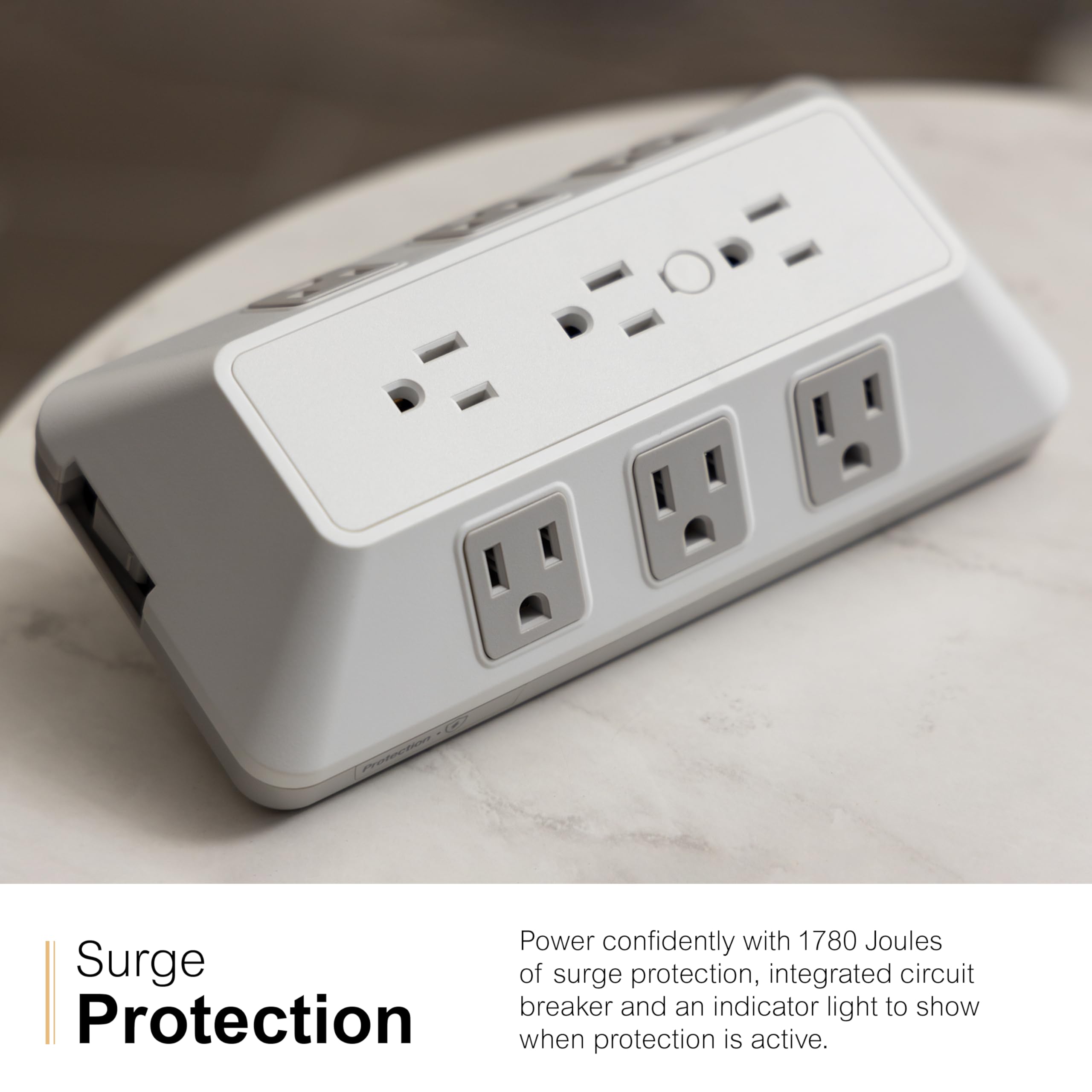 Ge 9 Outlet Surge Tap, Outlet Extender, Wall Tap, Adapter Spaced, For Home, School, And Office,1780J, White/Gray   73628