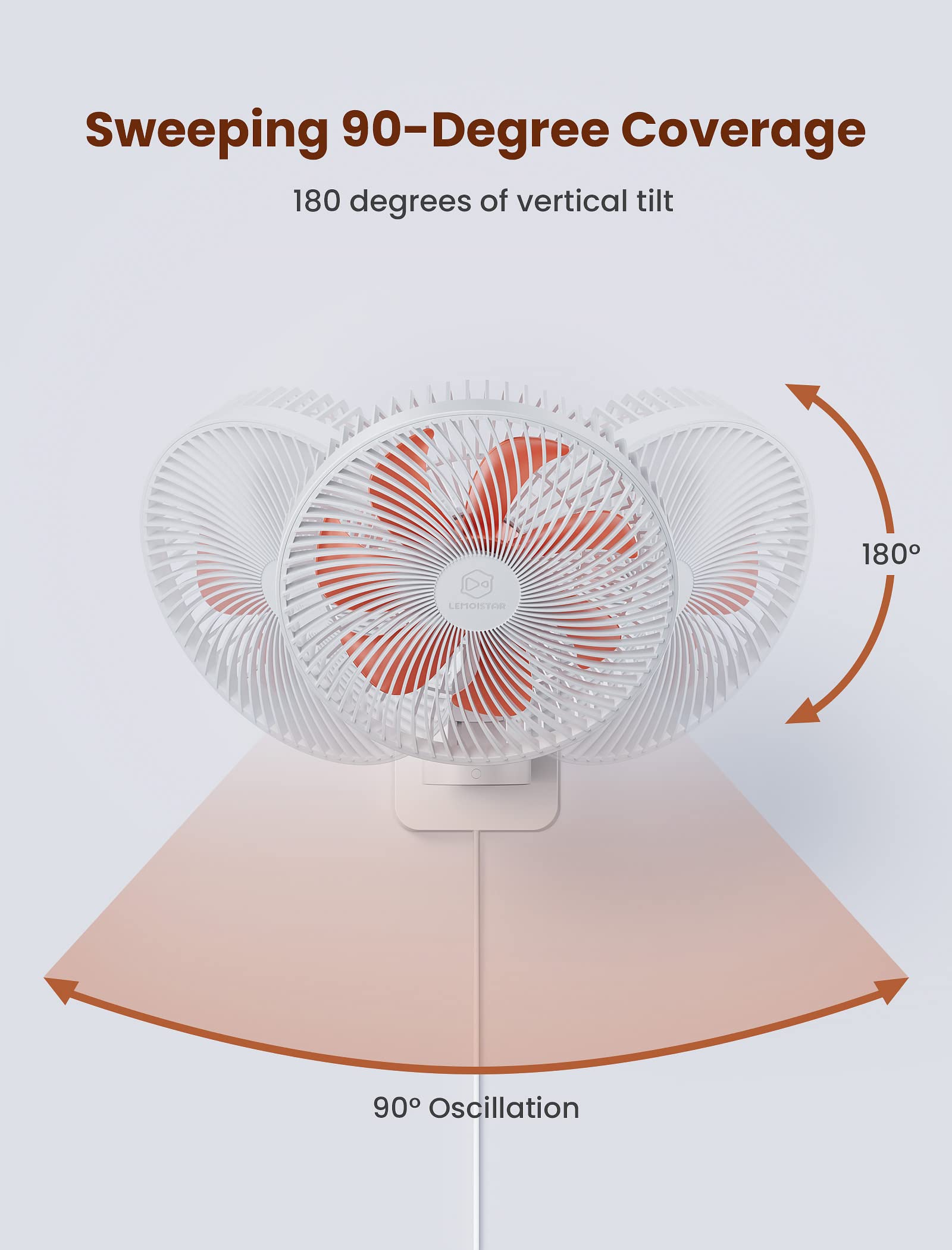 8.5-Inch Quiet Wall-Mounted Oscillation Fan With Remote & Timer, 4-Speed Adjustable For Small Bathrooms, Indoor Bedroom Cooling