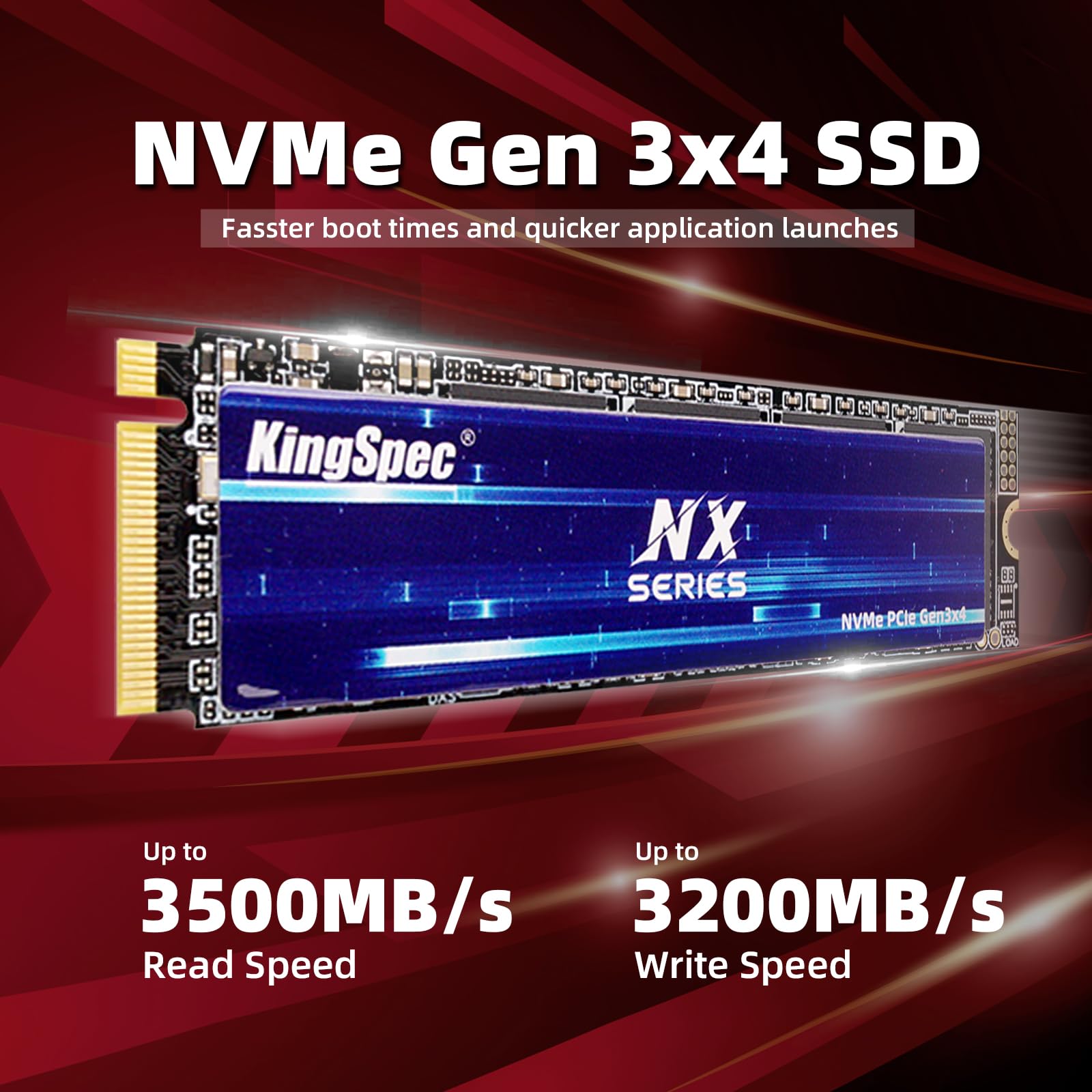 Kingspec Nx Series 512Gb Gen3X4 Nvme M.2 Ssd, Up To 3500Mb/S, 3D Nand Flash M2 2280 Internal Solid State Drive, For Desktop And