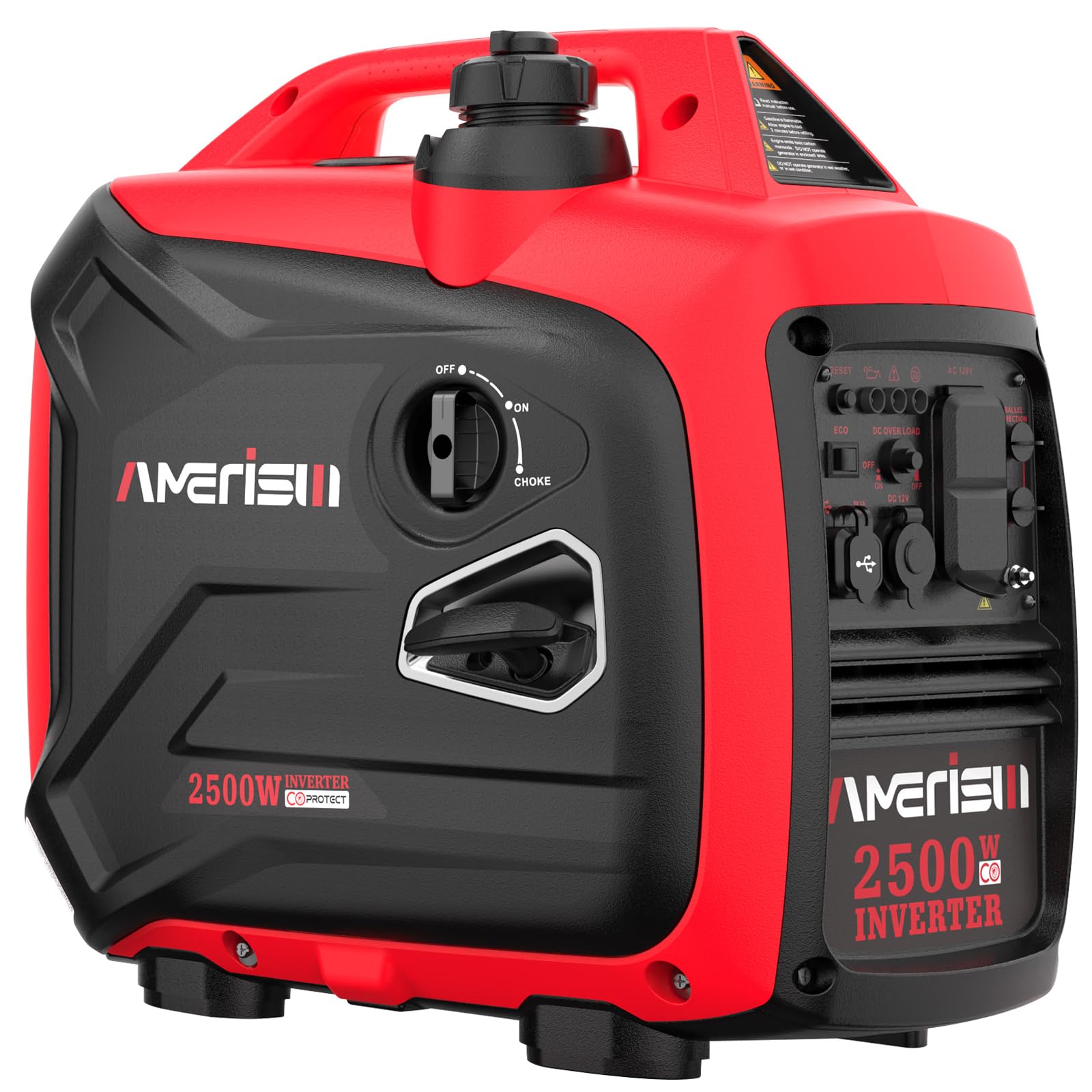 AMERISUN Inverter Generator 2500W, Gas Power Generator with CO Sensor for Camping and Home Backup, Long Runtime & Quiet Operatio