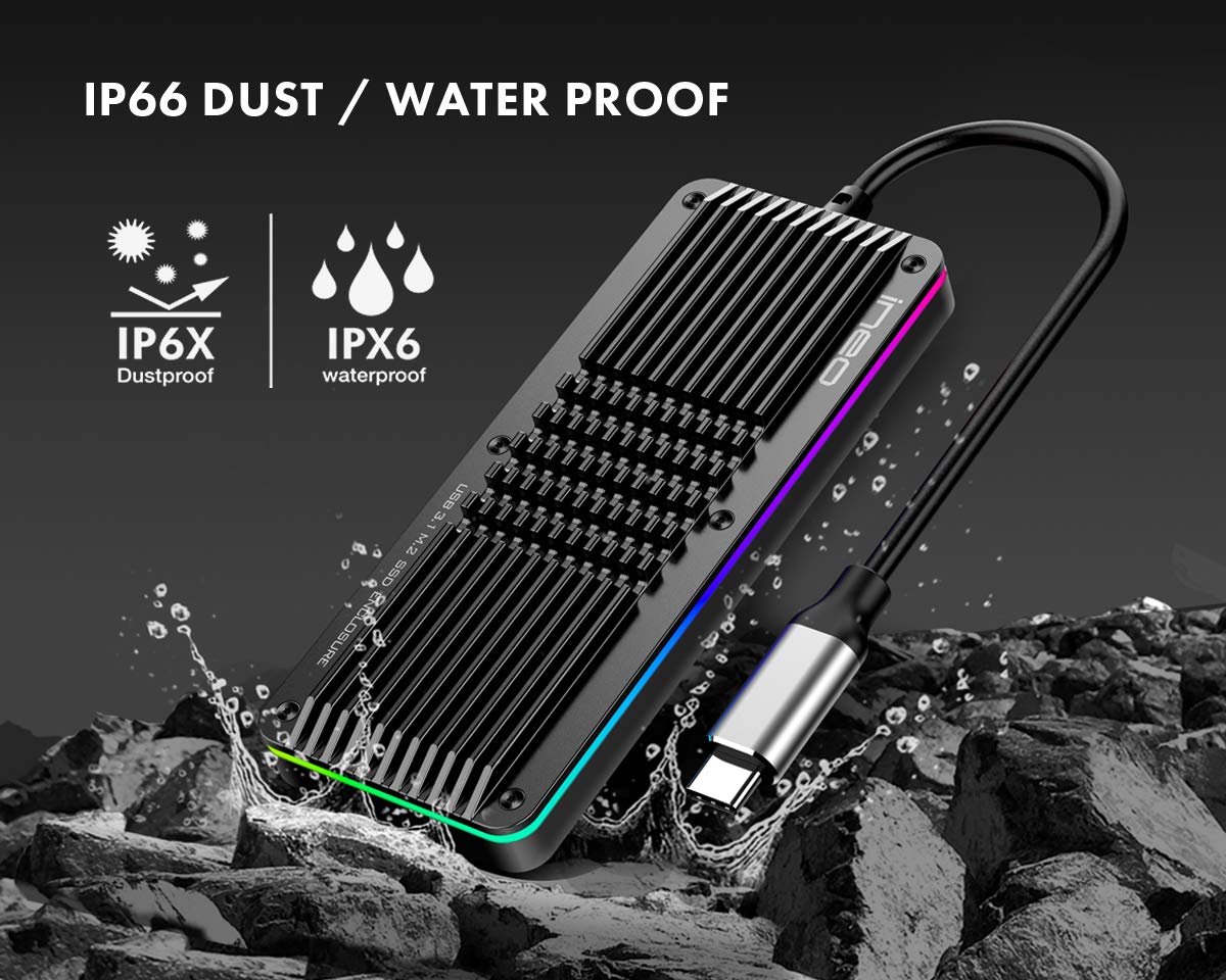 Ineo M.2 Nvme (Pcie) Ssd Usb 3.2 Gen 2 Type C Waterproof Rgb (Gaming Style) Aluminum Enclosure [C2599 Nvme]