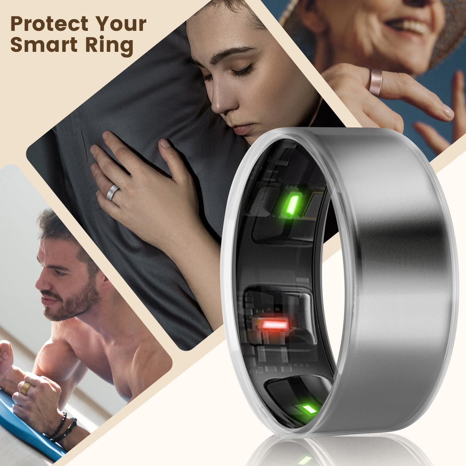 NewJourney Oura Ring Gen 4/3 Cover - TPU Anti-Scratch Protector, Size 8, Gold+Clear, Perfect for Working Out