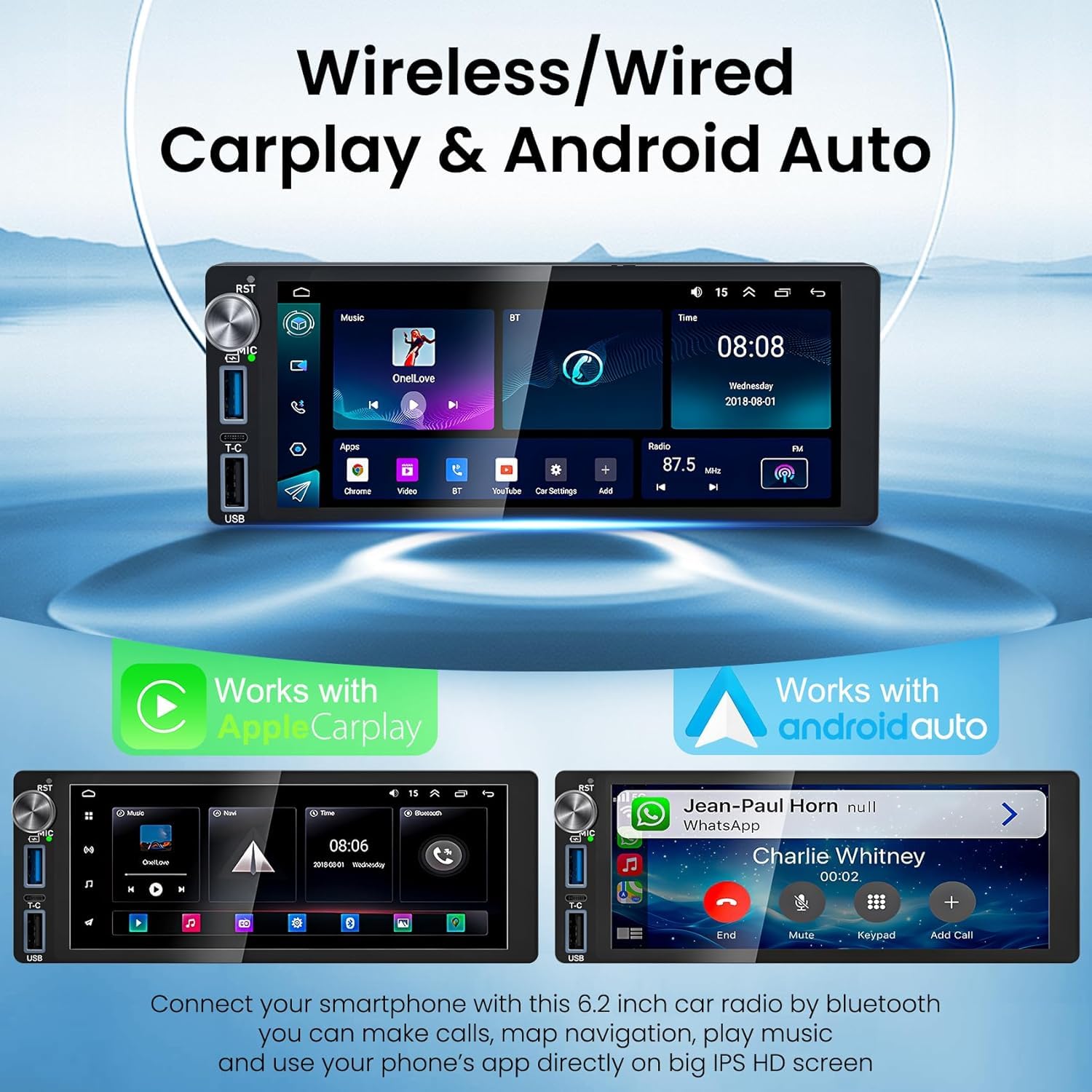 4G+64G Android 13 Car Radio For Dodge & Chrysler & Jeep (1990-2000), 6.2Touch Screen Stereo With Wireless Carplay, Android Aut