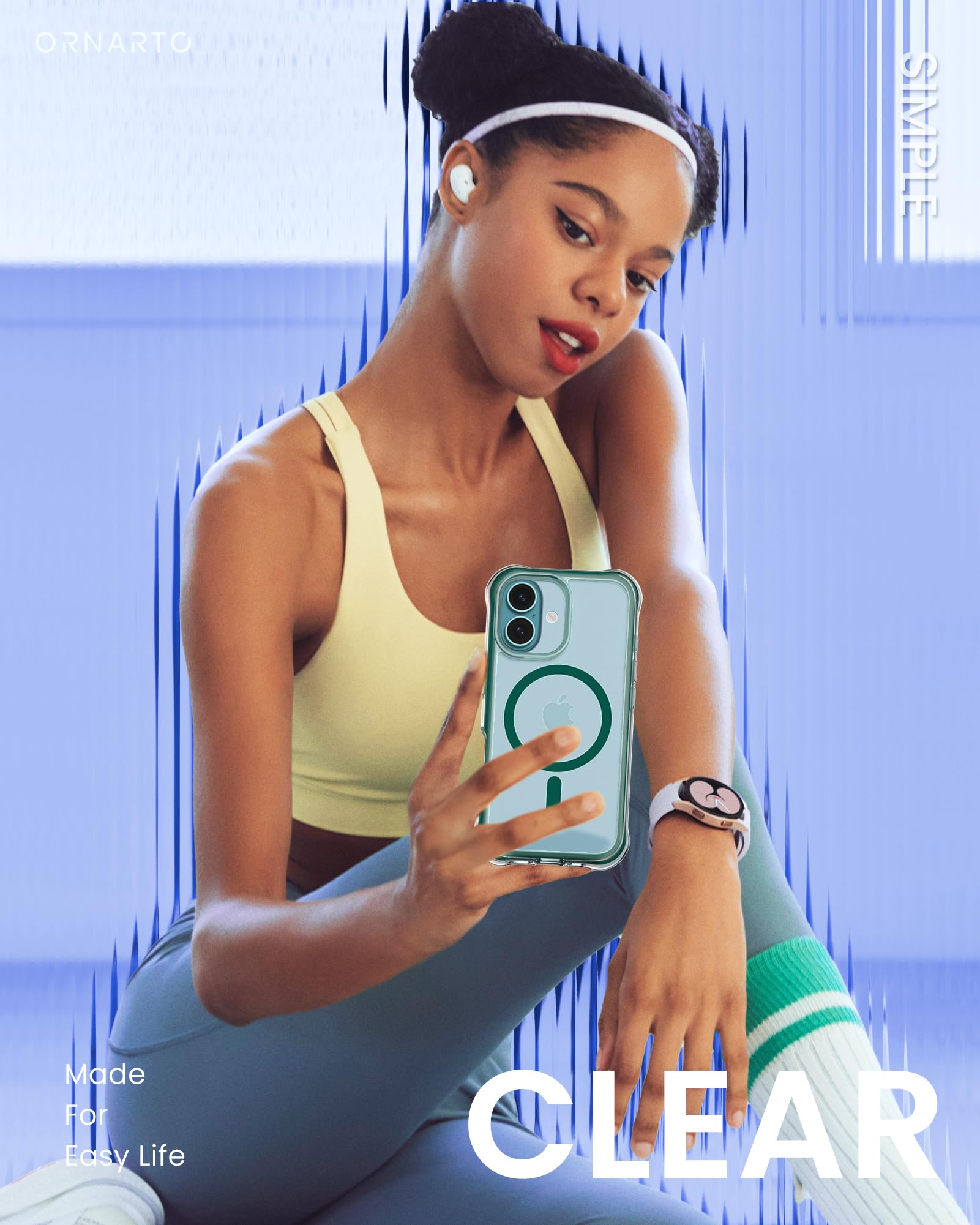 Ornarto Air Case For Iphone 16 Clear, Compatible With Magsafe, Military Grade Drop Protection Cover With Built In Air Green