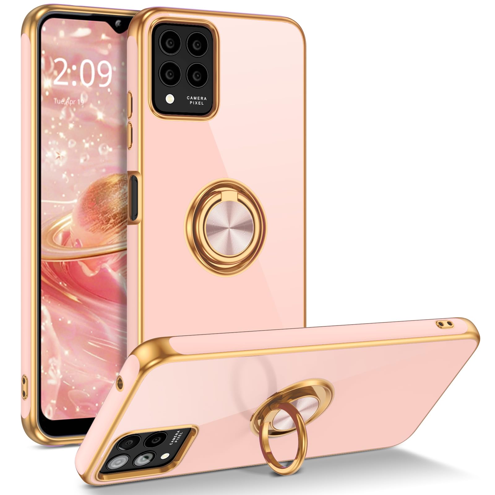 Guagua For T-Mobile Revvl 6 Pro/6X Pro Case With 360 Ring Holder Kickstand Magnetic Car Mount Supported Slim Soft Tpu Shockproof