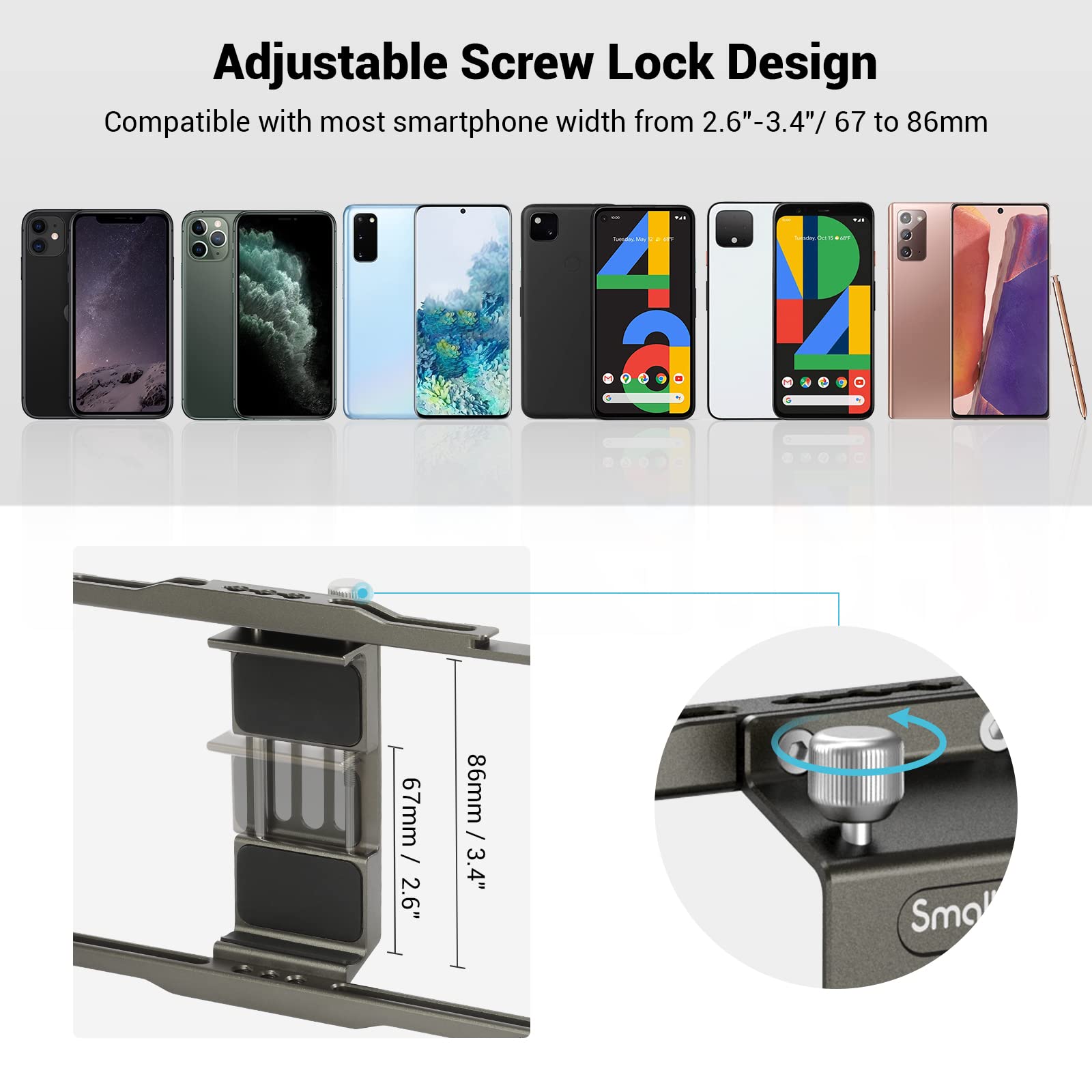 Smallrig Universal Phone Video Rig Kit For Iphone 16 15 14 13 12 Pro Max, Aluminum Handheld Phone Cage With Handles, Video Stabi