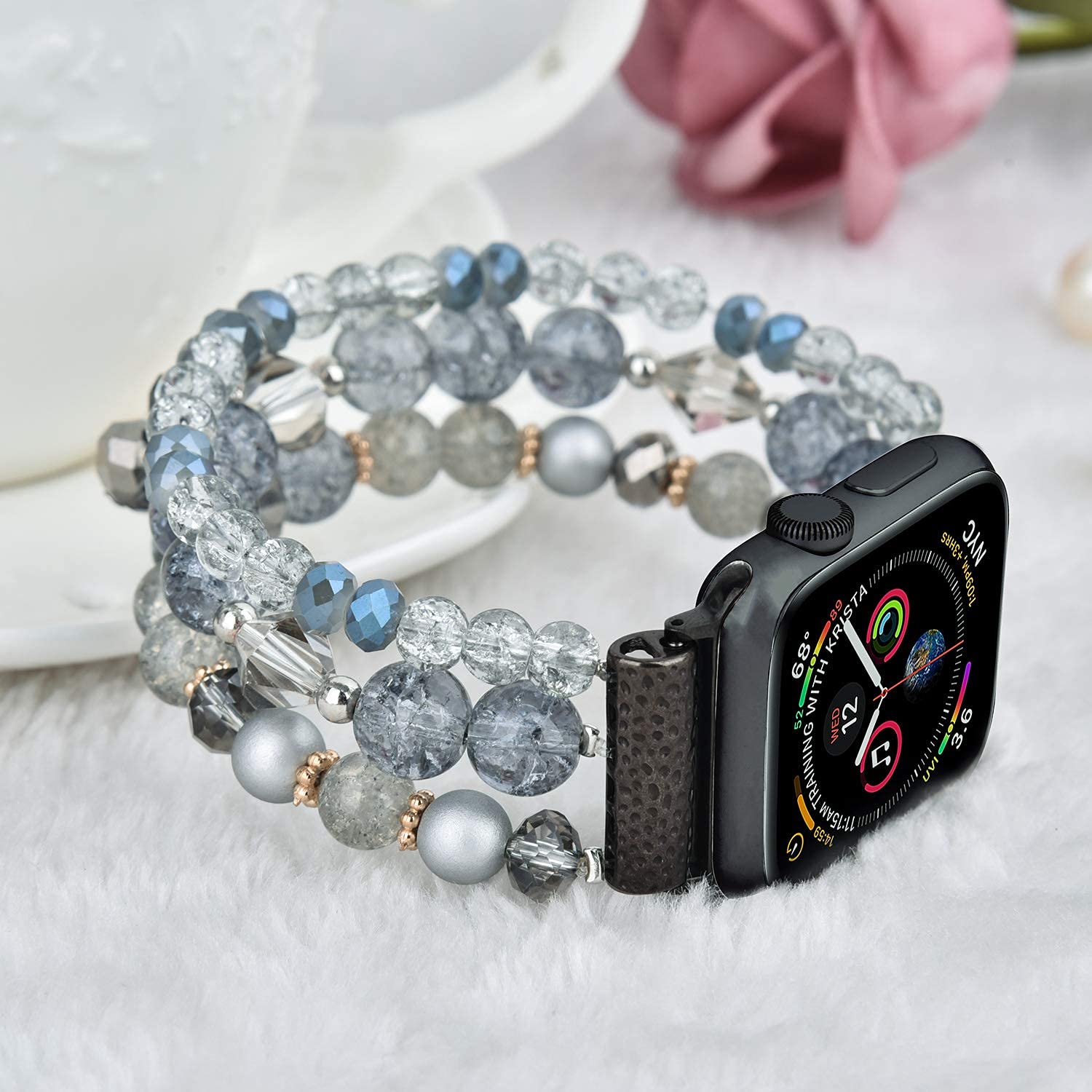 Cagos Bracelet Compatible With Apple Watch Band 42Mm 44Mm 45Mm Series 9/8/7/6/5/4/3/2/1/Se, Cute Dressy Boho Beaded Elastic Stre