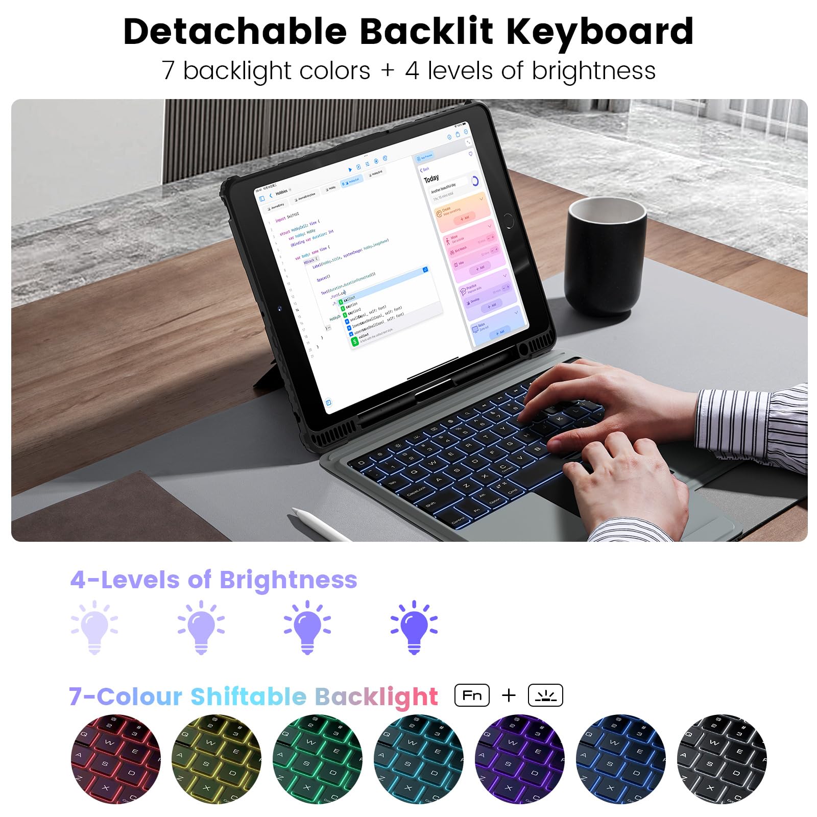 Nillkin Ipad 9Th Generation Keyboard Case With Backlight Detachable Keyboard 10.2'' Ipad With Kickstand Pencil Holder, For Ipad