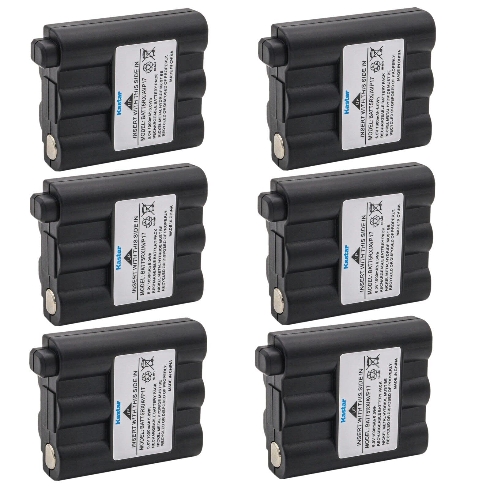 Kastar 6Pack Two Way Radio Battery Replacement for Midland BATT5RX BATT5RX AVP17 AVP17 GXT800 GXT808 GXT850 GXT860 GXT881 GXT