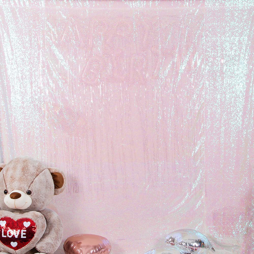 Jyflzq White Iridescent Sequin Backdrop Curtains 8Ft X 8Ft 1 Panel Glitter Photo Booth Backdrops Sparkly Photography Background