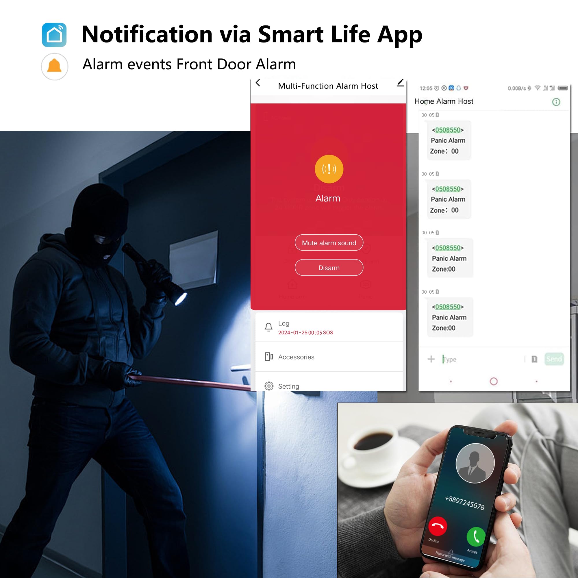 Tugard Wifi Gsm Home Alarm Security System,Wireless Diy Smart Home Burglar Security Alarm System 12 Pieces Kits, Compatible With