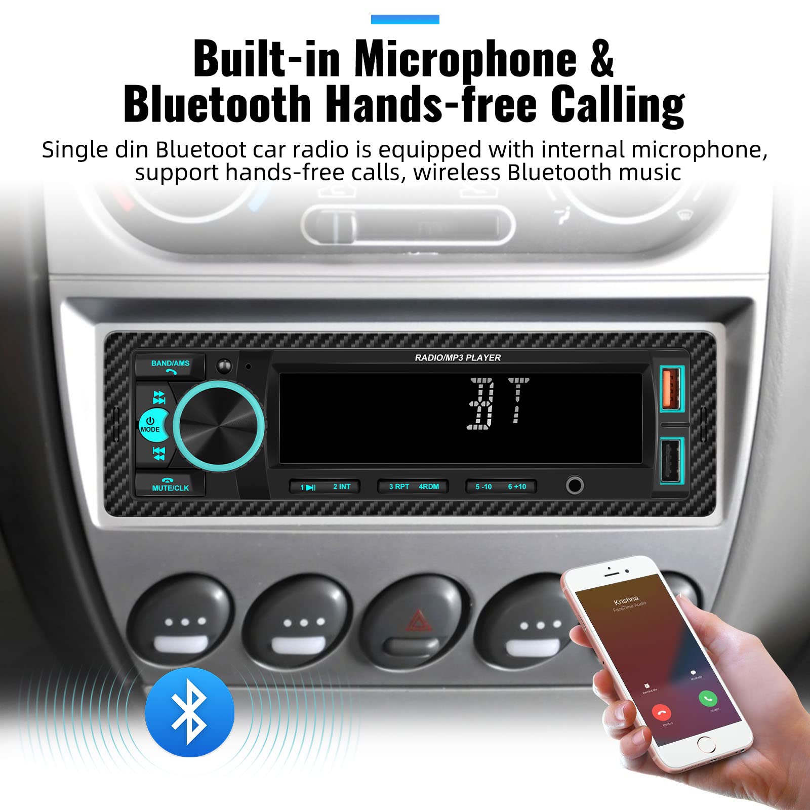 Unitopsci Single Din Bluetooth Multimedia Car Stereo Radio Bluetooth Hands Free Calling Audio Receiver Fm Radio Car Mp3 Player A