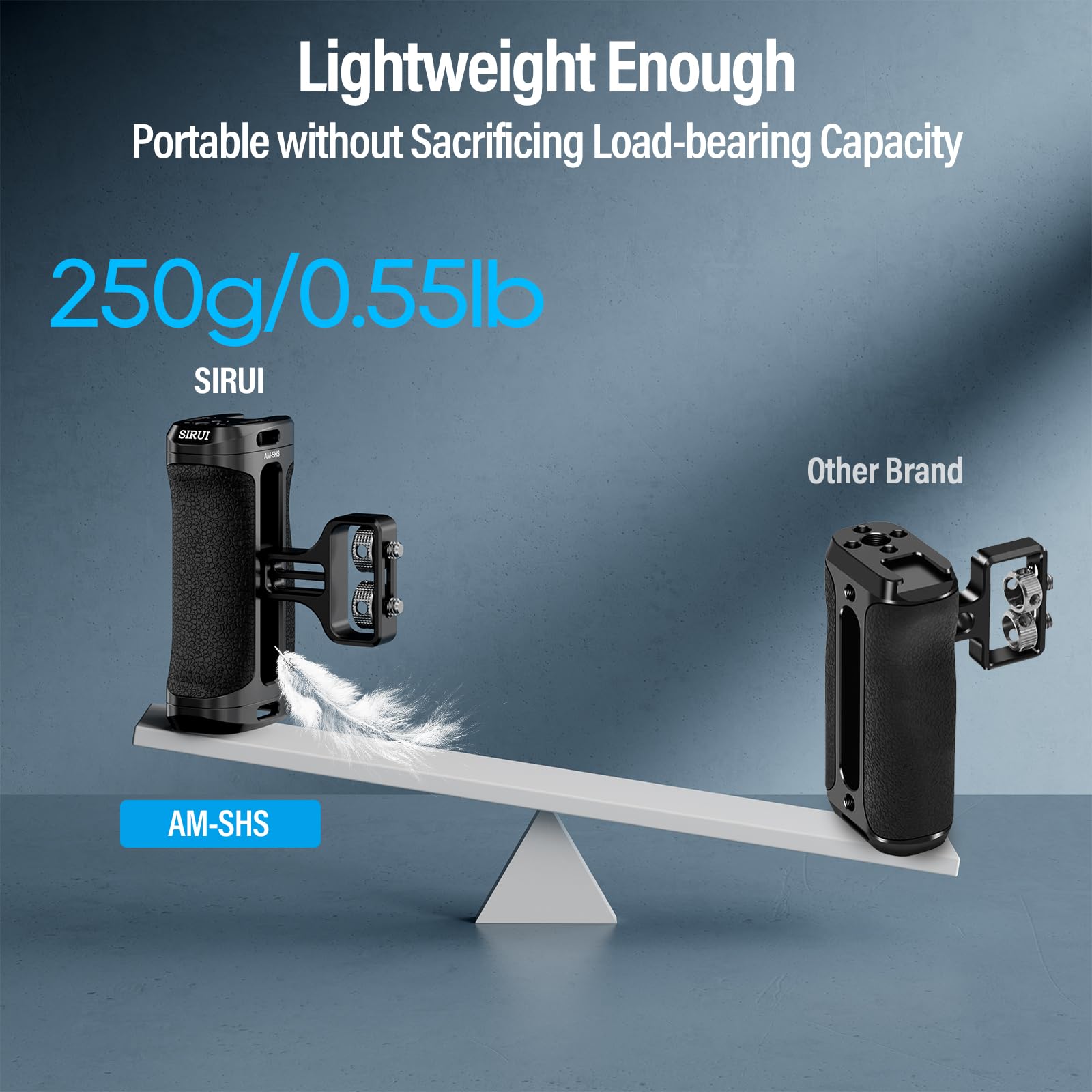Sirui Side Handle With Locating Mount For Arri And Dual 1/4' Screw Mount Optional, Lightweight Camera Handgrip With Cold Shoe, Multiple Threads, Up And Down Adjustable Side Grip, Am Shs(Pack Of 1)