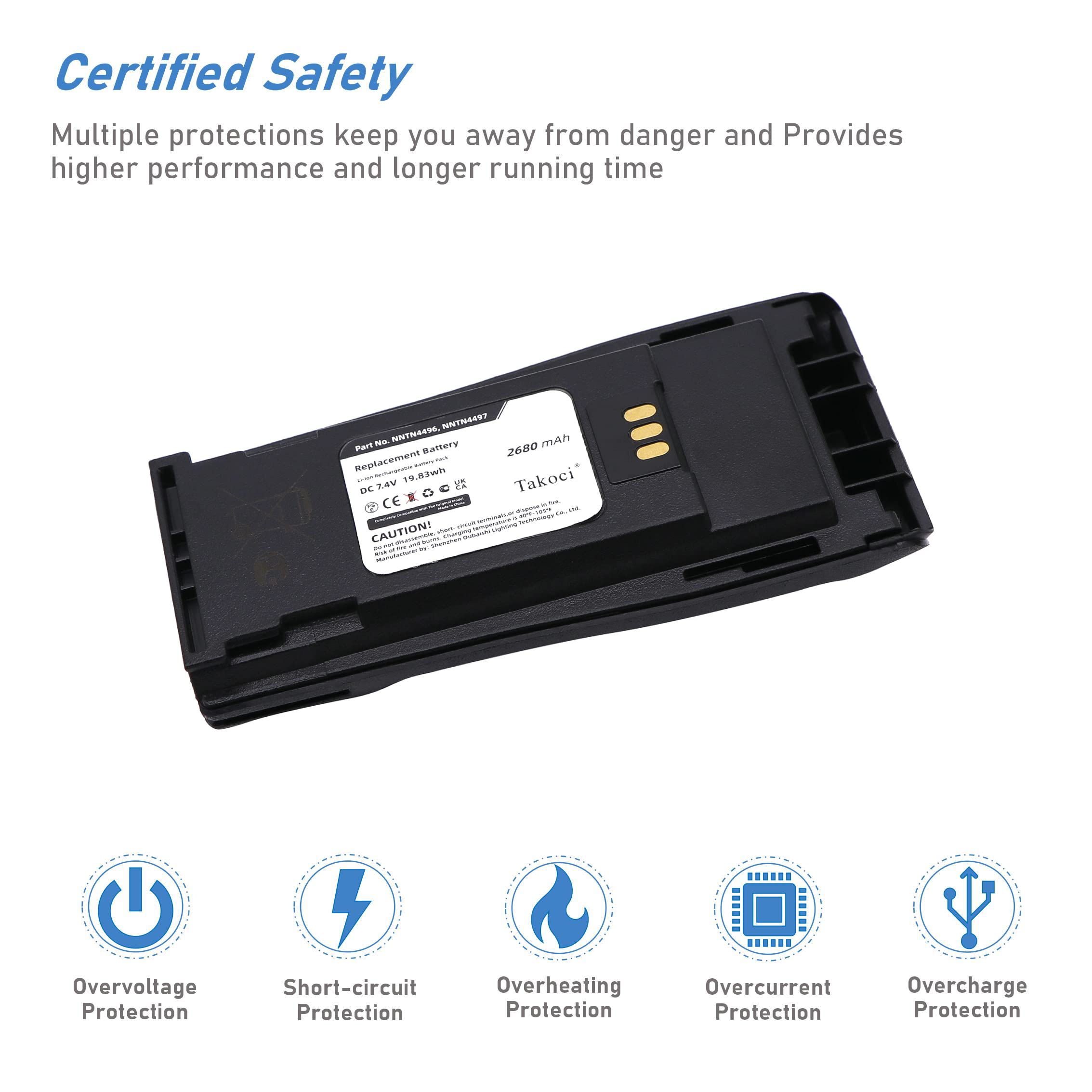 Takoci (2Pack) Replacement Battery For Motorola Cp200D Cp200 Cp200Xls Cp150 Cp140 Cp160 Cp170 Cp180 Nntn4496 A Ar Ntn4497 Ar 268