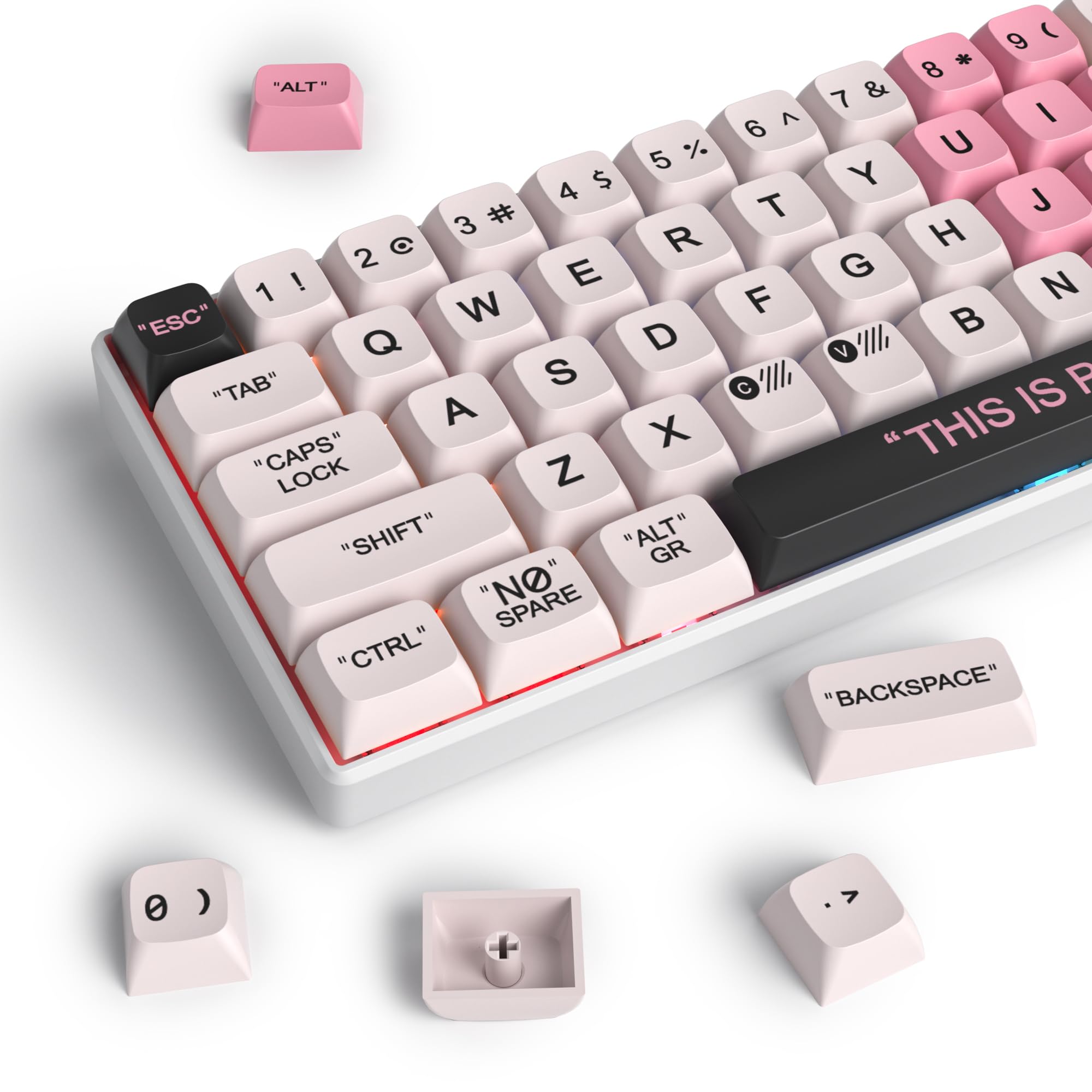 Guffercty Kred Cute Pbt Xda Keycaps 144 Keys Pink Heart Custom Keycaps 75 Percent Keyboard Keys Caps With Keycap Puller For Mech