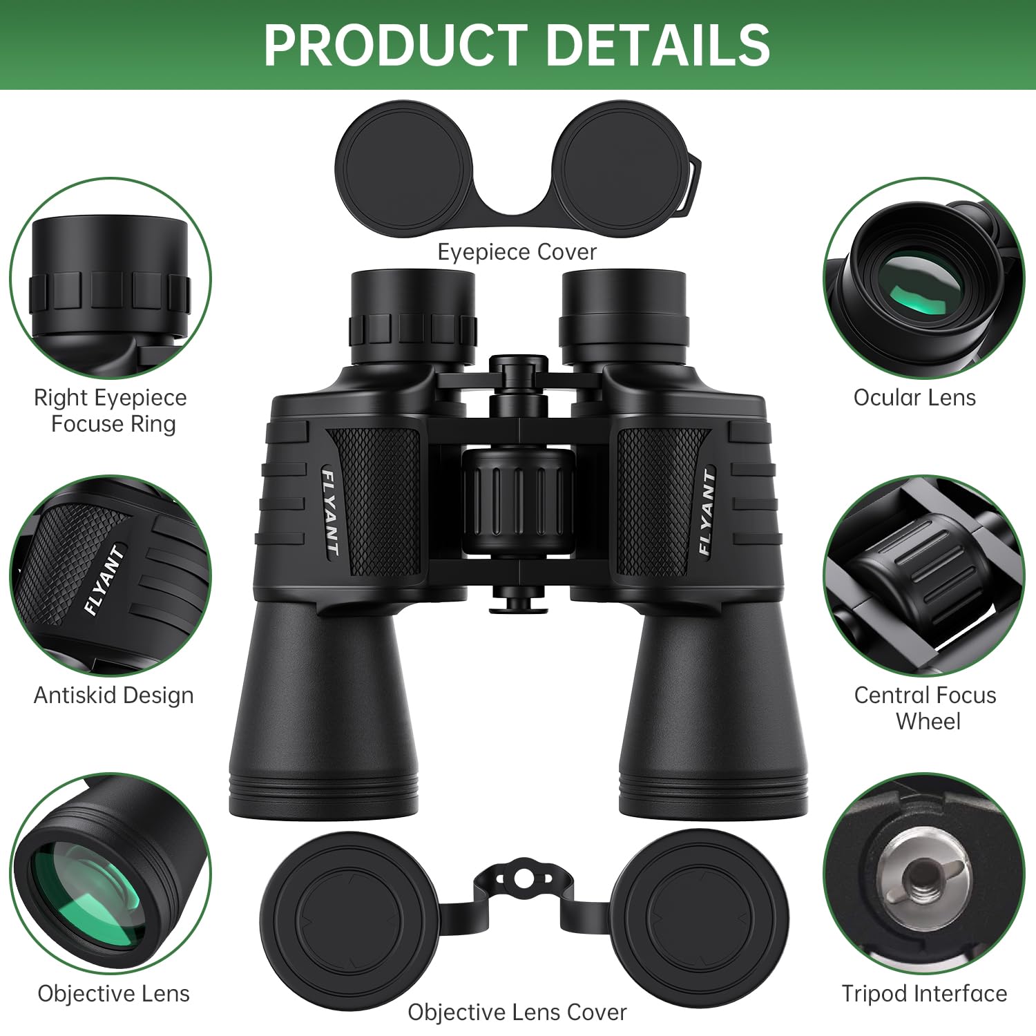 20X50 High Powered Binoculars For Adults, Waterproof Compact Binoculars With Low Light Vision For Bird Watching Hunting Football