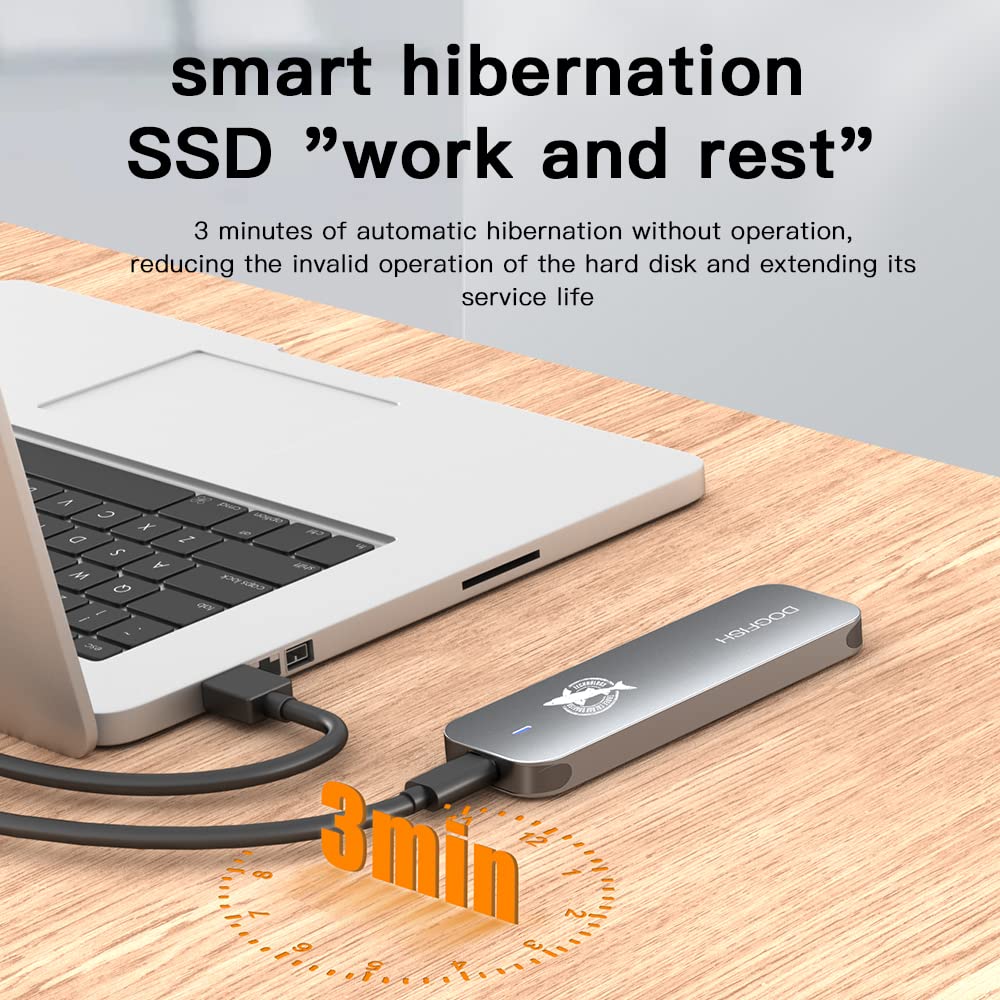 Dogfish Portable External Ssd 1Tb 2242/2260/2280 Ngff Grey Metal Usb 3.1 Type C Ultra Light Mini Breathable Portable Solid State