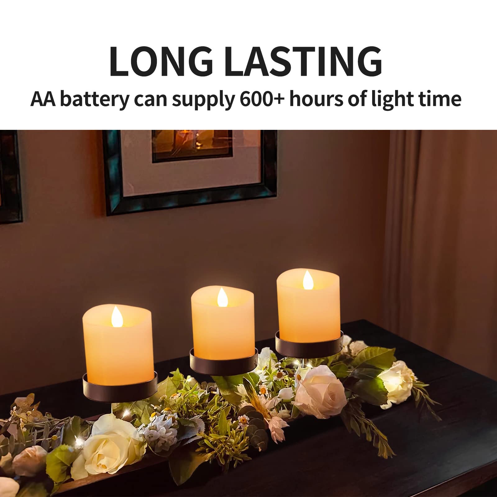 Asldoiweh 3X3 Flickering Flameless Candles Set Of 3, 2Aa Battery Life 600 Hours Battery Candles Flickering With Timer,3 Inch Fla
