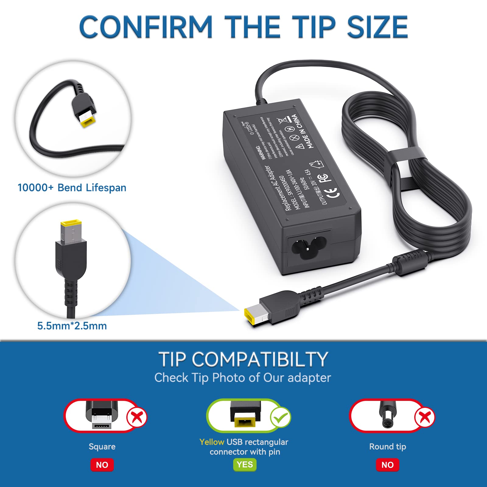 90W Laptop Charger For Lenovo Thinkpad X1 Carbon T440 E431 G410 45N0237 45N0236 45N0239 344428U Thinkpad T431S Z510 Pa 1900 081