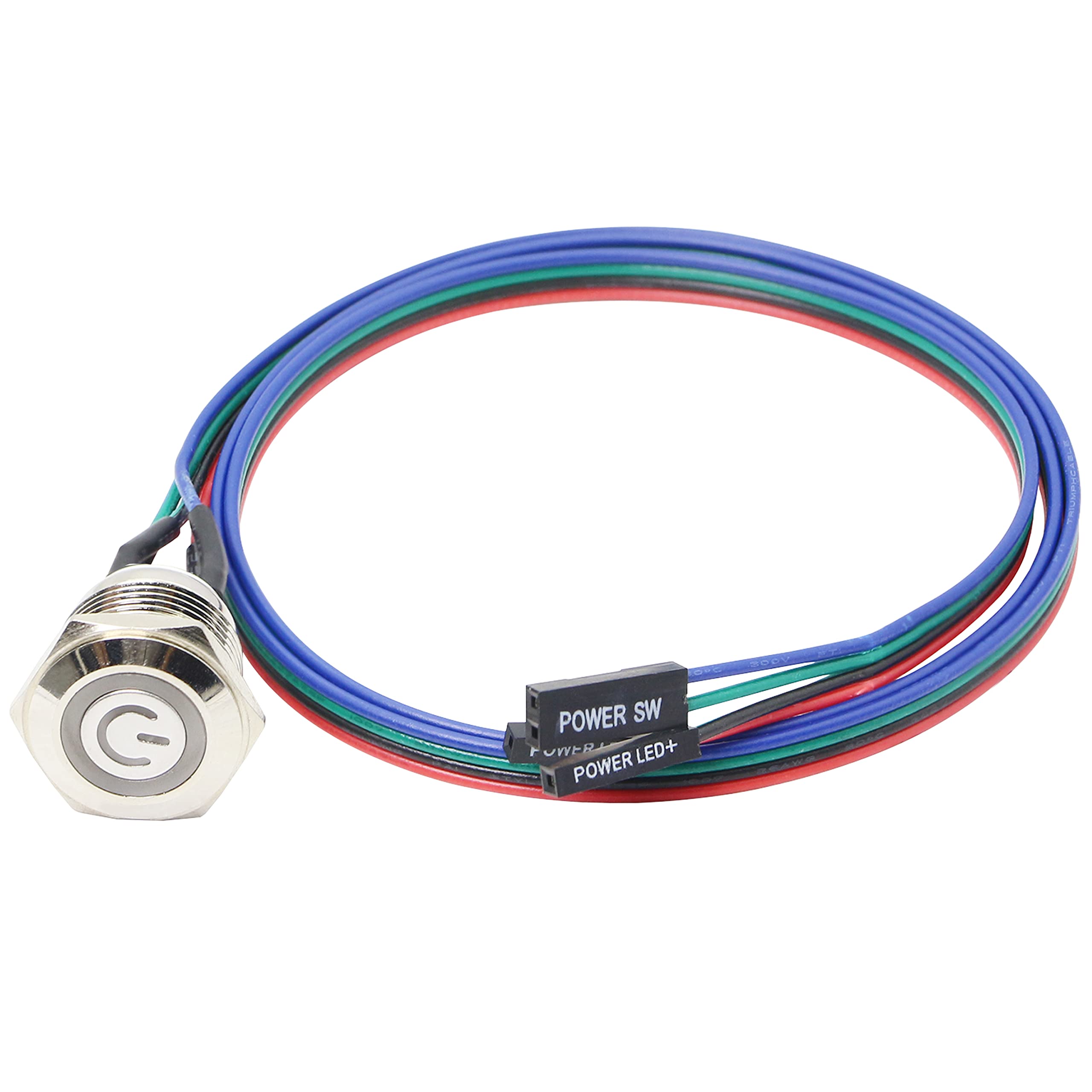 Xmsjsiy Chassis Switch Host Metal Button, Computer Host Switch Cable Pc Case Led Power Button Atx Supply On/Off For Diy Computer Switch 60Cm   1Pcs (12Mm)