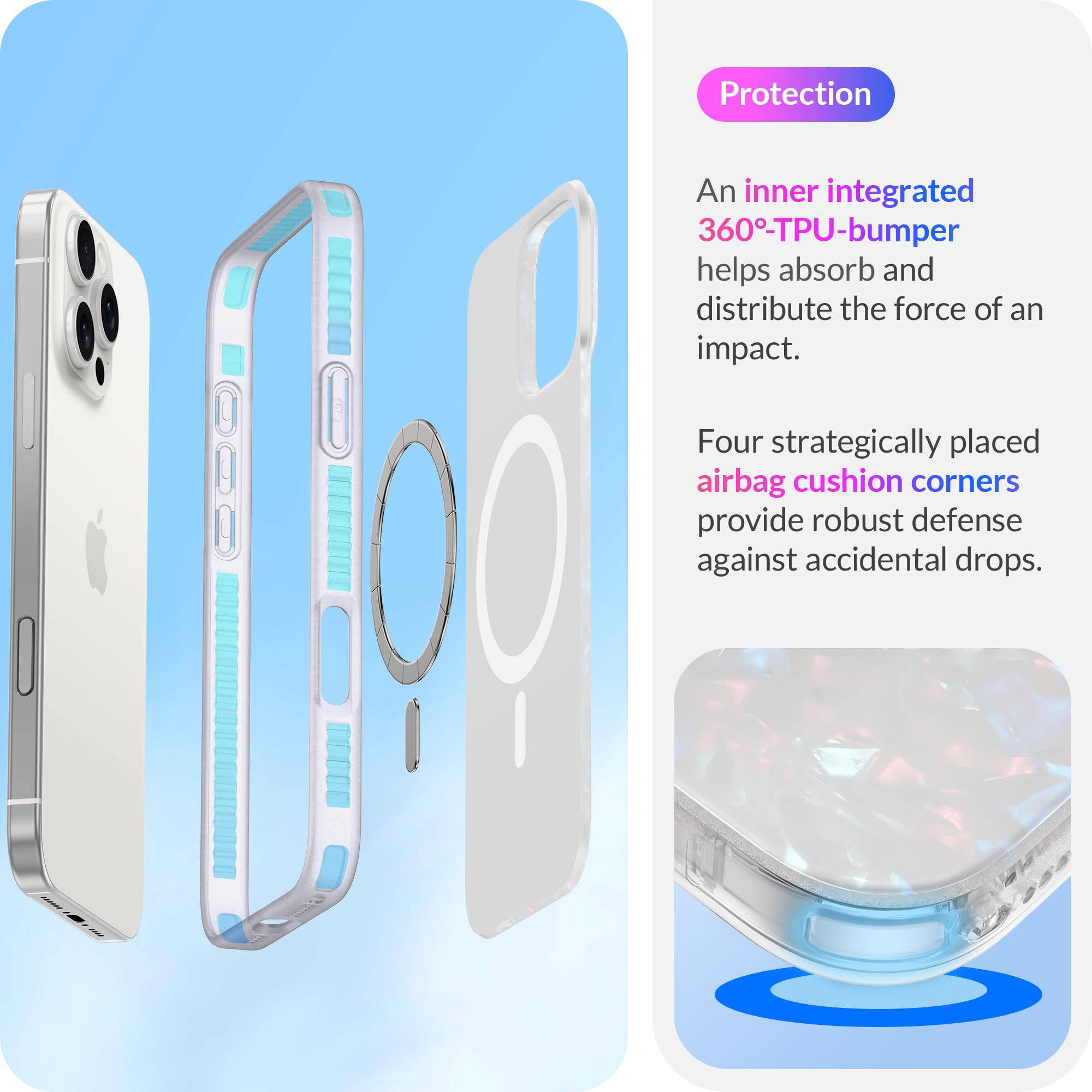 Lonli Hue   Iphone 16 Pro Max Magnetic Case [Compatible With Magsafe]   White Pearl Tort Phone Case   [360 Shock Absorbent Bumpe