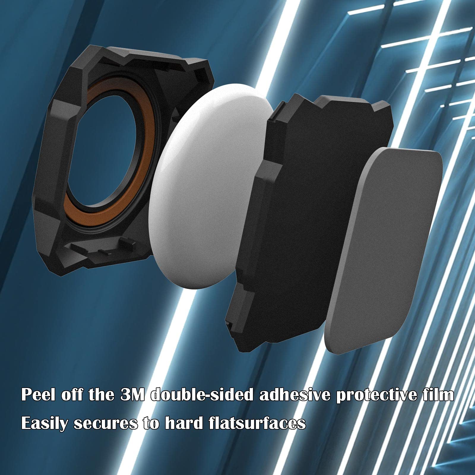 LouisKoo AirTag Holder Waterproof Stick-on Mount Hidden Protective for Apple AirTag ABS Black 4-Pack