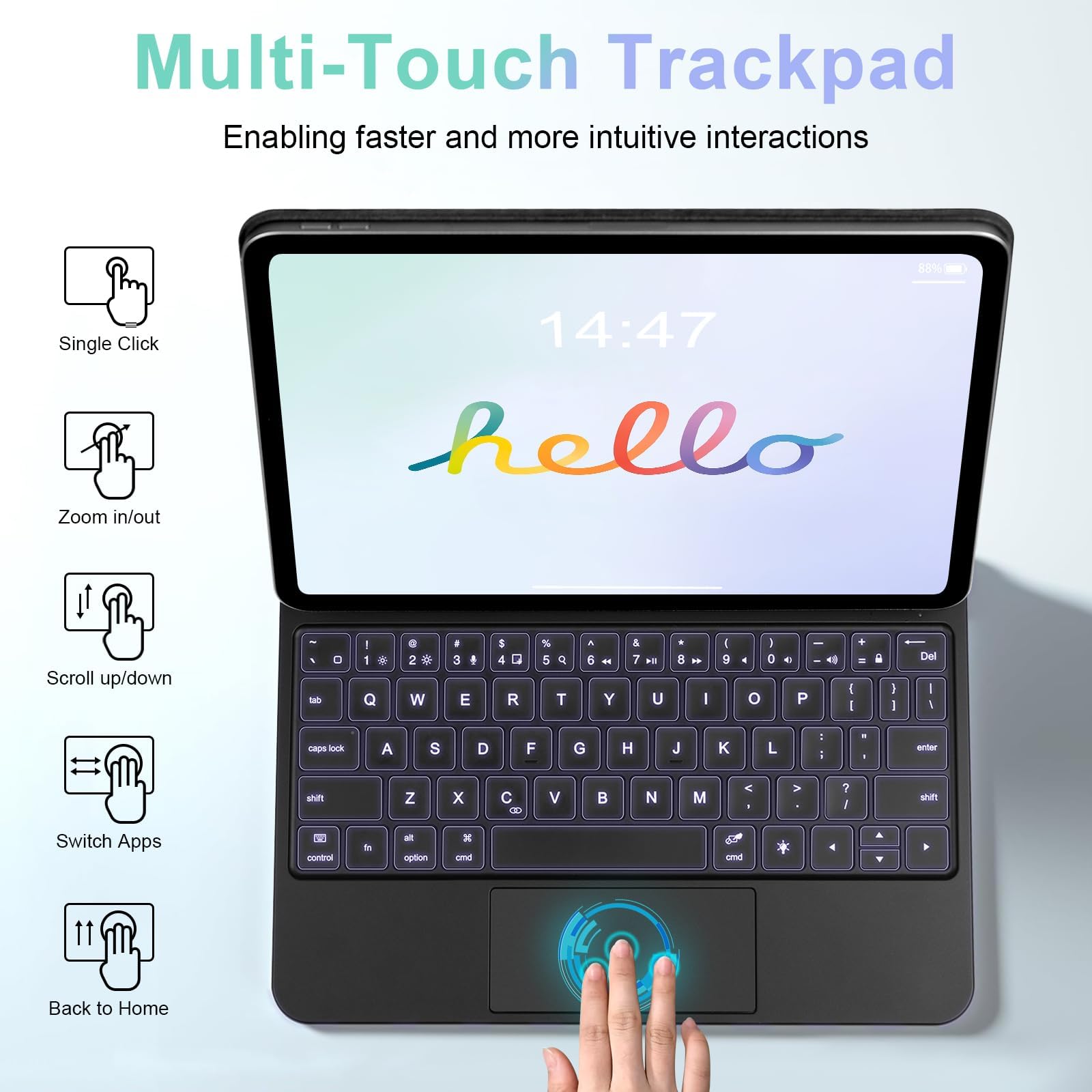 Riwezox Ipad Keyboard Case, Magic Keyboard For Ipad Air 13 Inch (M2) 2024, Case With Keyboard For Ipad Pro 12.9 Inch (6Th, 5Th,