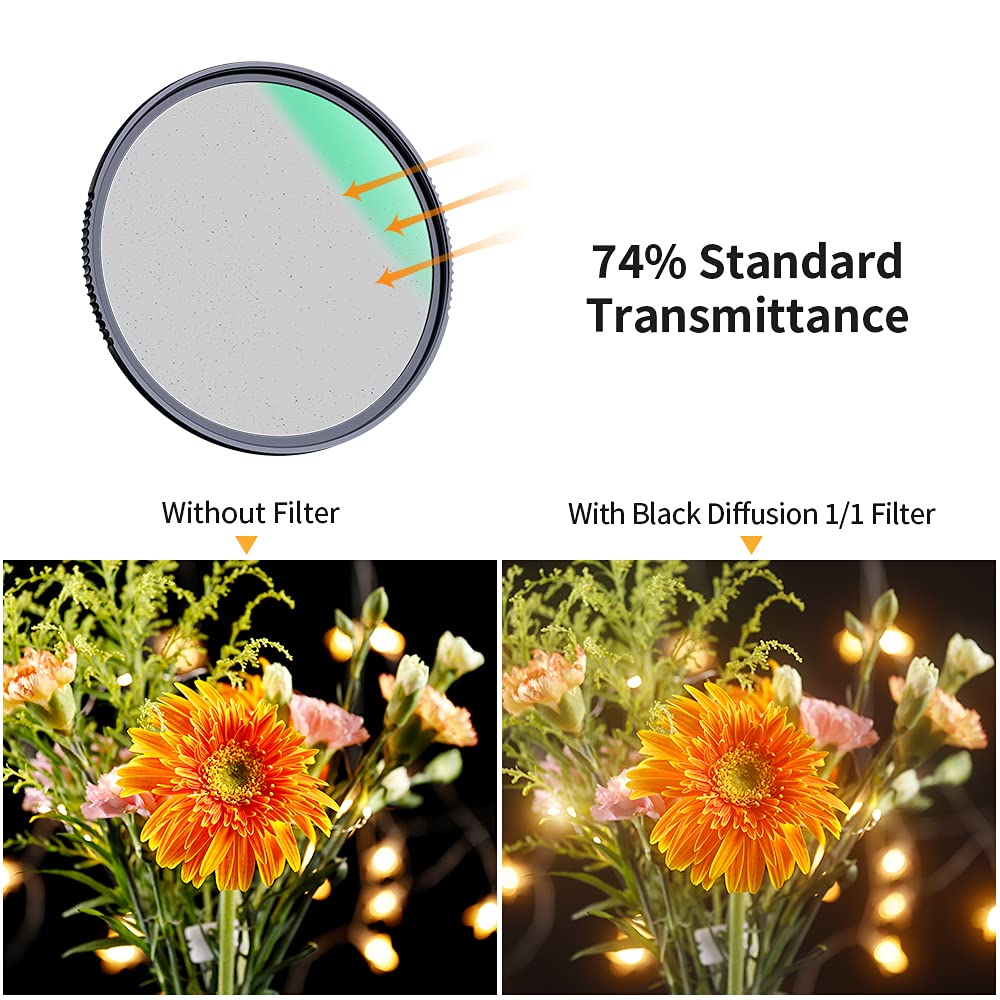 K&F Concept 49Mm Black Diffusion 1 Filter Mist Cinematic Effects Lens Filter With 28 Multi Layer Coated, Waterproof/Scratch Resi