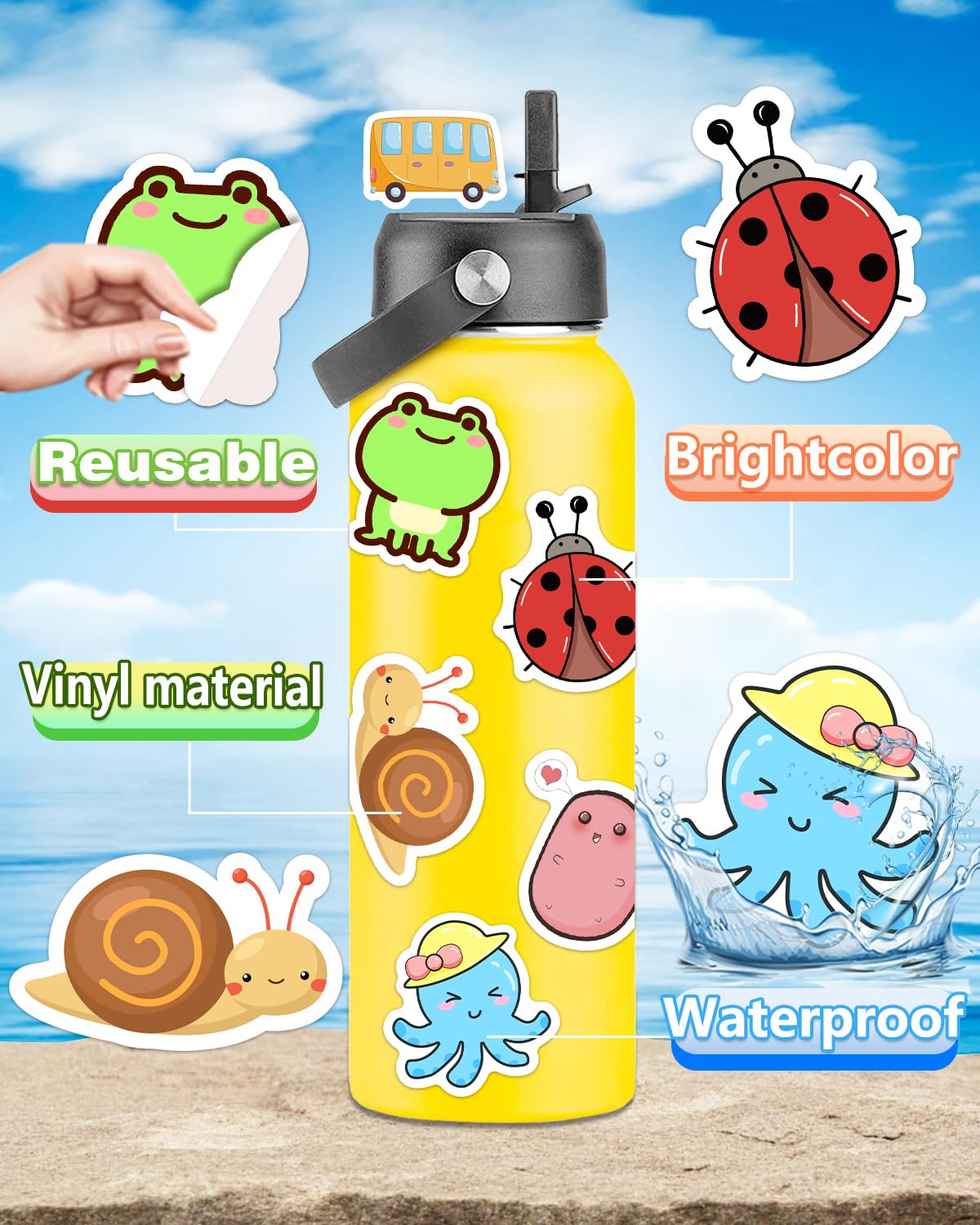 2000 Pcs Cute Stickers For Kids, Water Bottle Stickers For Teens, Kawaii Vinyl Phone Laptop Skateboard Animal Waterproof Sticker
