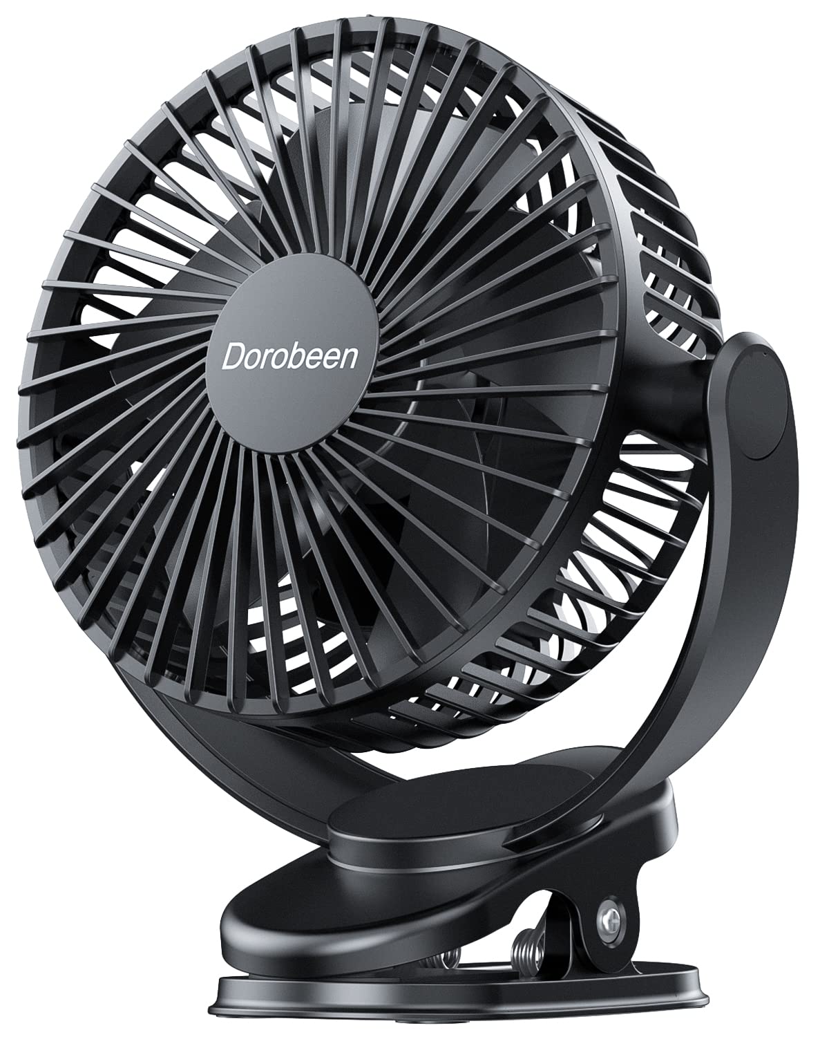 Dorobeen Portable Clip On Fan, 5000Mah Battery Powered Fan, 3 Speed Quiet Rechargeable Mini Desk Fan, 360 Rotate Personal Coolin