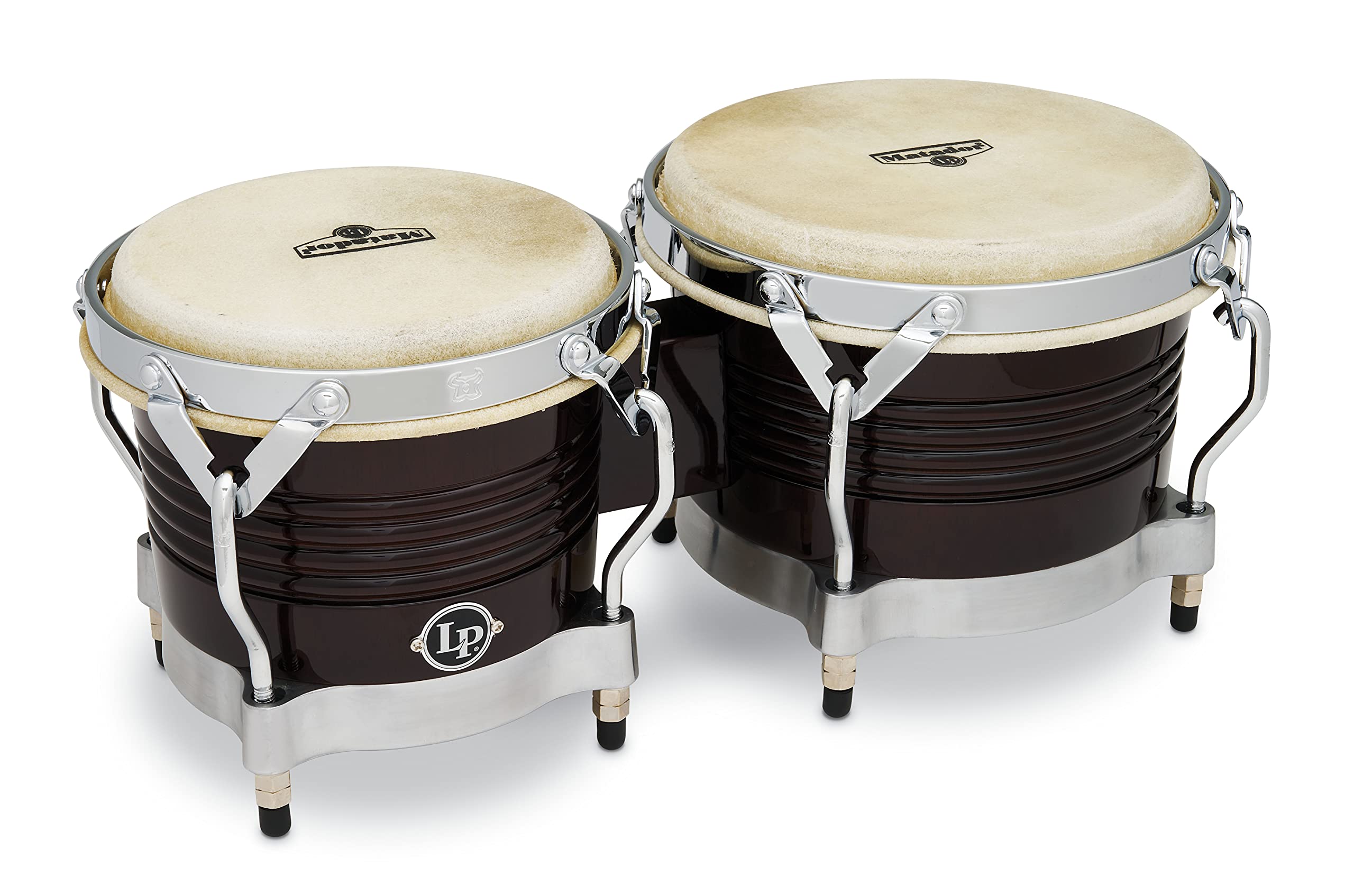 Latin Percussion M201 LP Matador Wood Bongos - Dark Brown/Chrome 8.625-inch