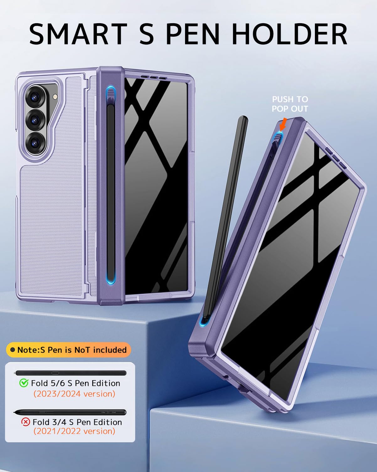 Ninki For Samsung Z Fold 7 Case With S Pen Holder & Hidden Kickstand, Built In Privacy Screen Protector Hinge Full Body Hard Pho