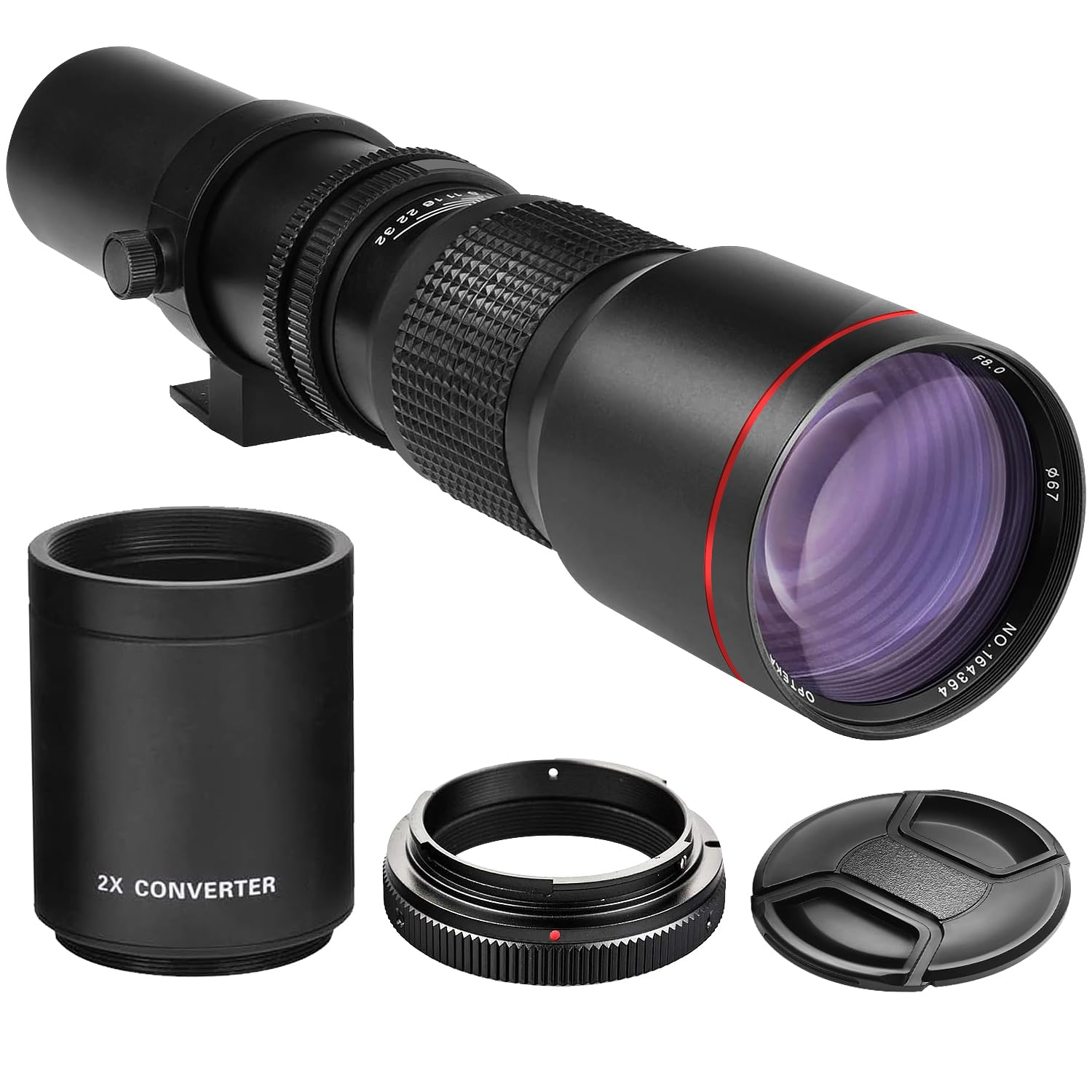 High-Power 500mm/1000mm f/8 Manual Telephoto Lens for Canon EOS 80D, 90D, Rebel T3, T3i, T5, T5i, T6i, T6s, T7, T7I, T8I, SL3, 6