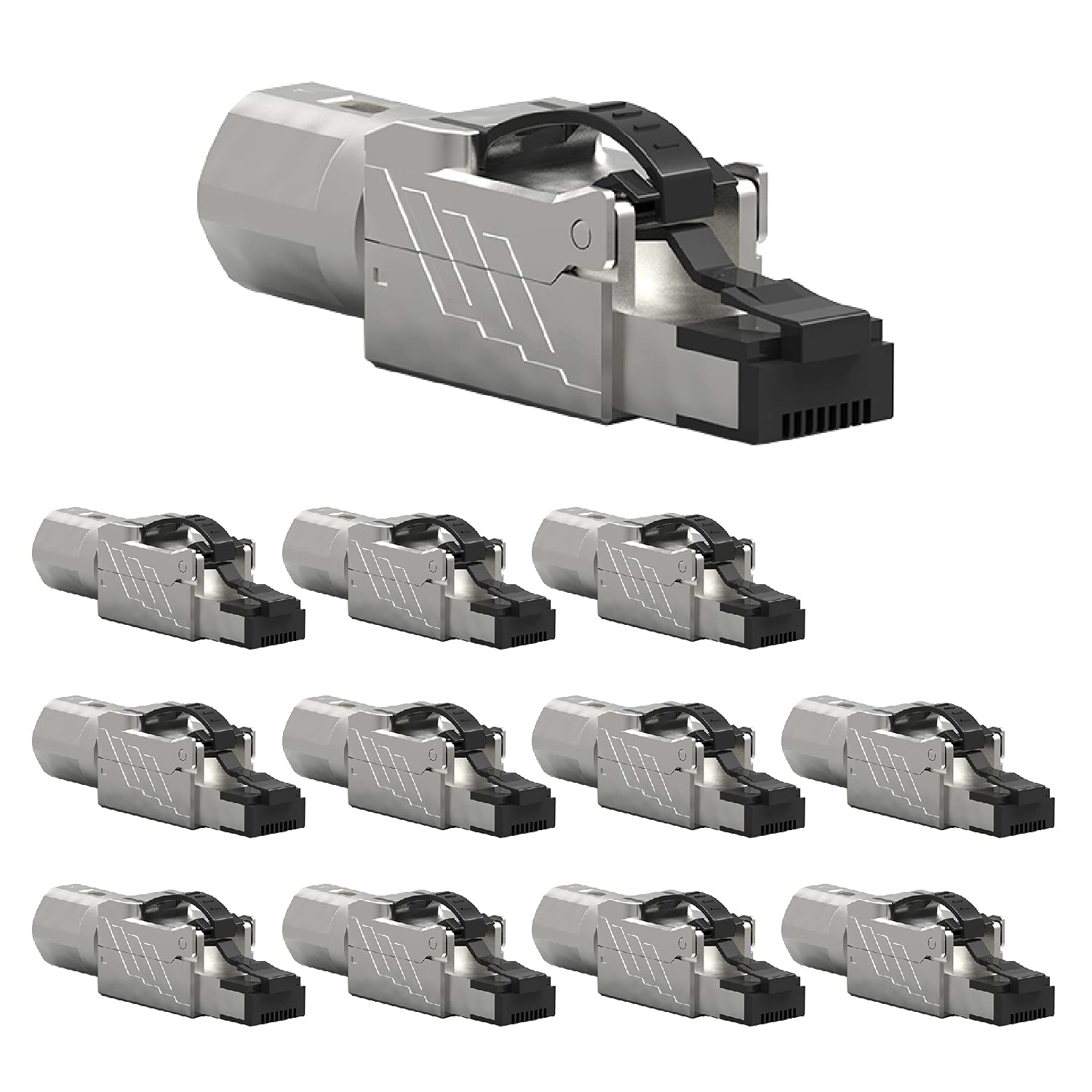 Beszin Cat.8 Rj45 Tool Less Shielded Plug, Ethernet Cable Connector, 22Awg 26Awg, 40Gbps, 2000Mhz, 2Ghz, Easy Termination, Tool 