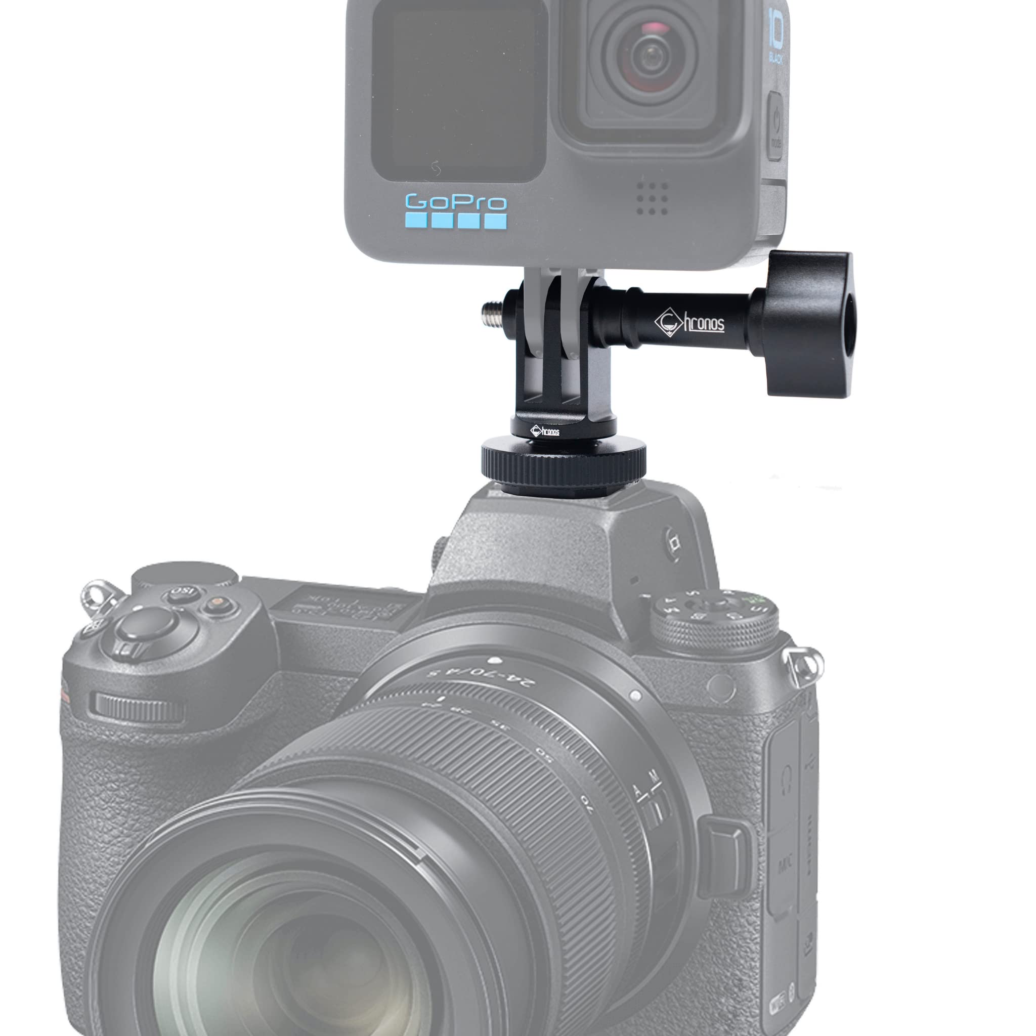 Chronos Aluminum Alloy Cnc Tripod Screw To Dslr Camera Flash Hot Shoe Mount Adapter With Aluminum Thumbscrew For For Gopro Max, Gopro Hero 10, Go Pro Hero 9, 8, 7, 6, 5, 4, And Dji Osmo Action Cameras